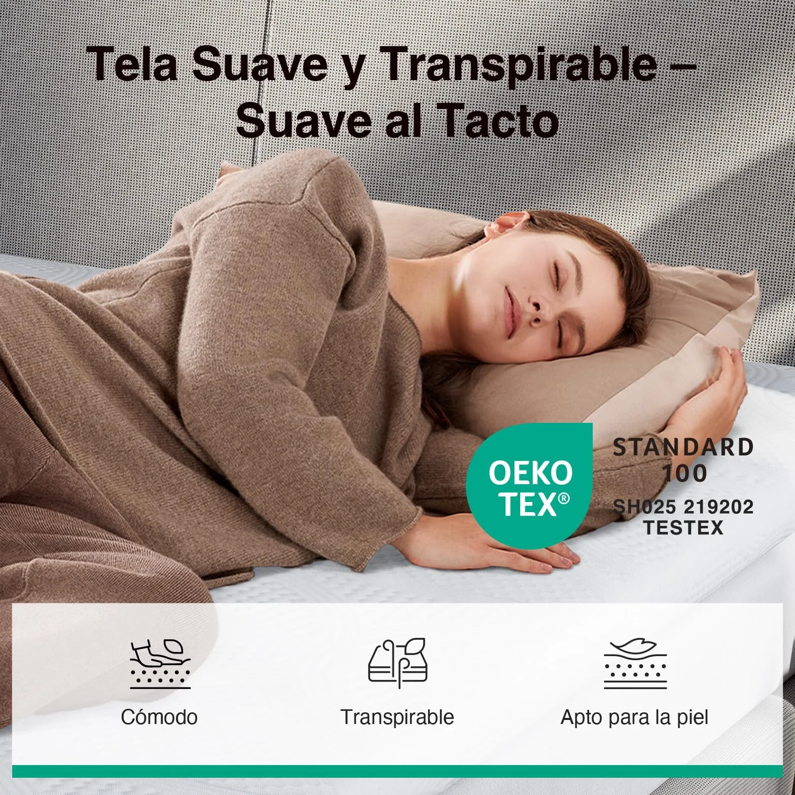 Novilla Topper Viscoelástico 150x200 5cm, Colchoncillo Espuma Gel Ventilada y Soporte, Funda Lavable y Antideslizante, Certificado Oeko-Tex, Confort Suave y Fresco