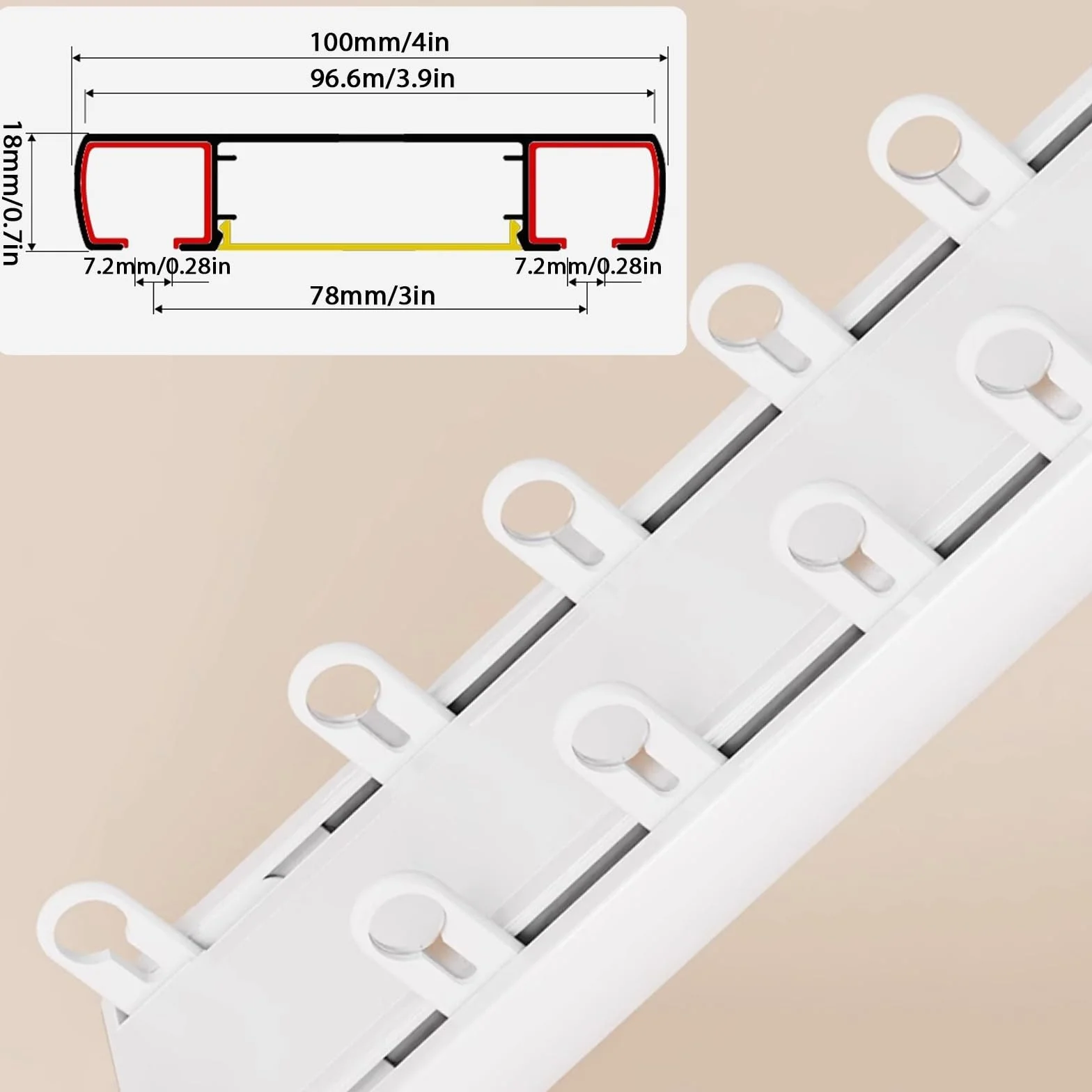 Sistema De Riel De Cortina Doble Aluminio Rieles De Cortina De Techo con Rodillos Silenciosos Cualquier Espacio Apto para Cortinas Transparentes Y Opacas(White,2.8m)