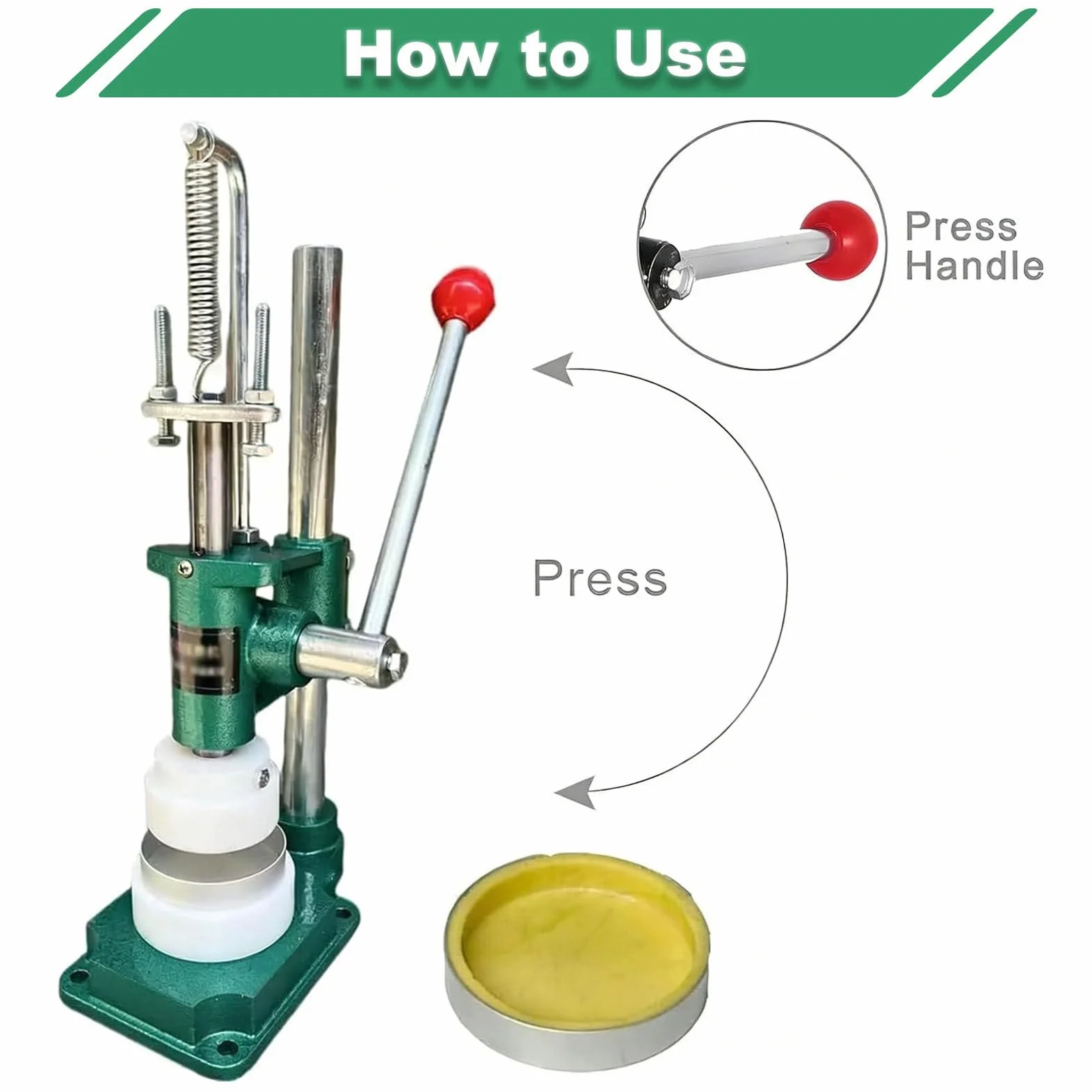 Máquina de prensa de tarta manual con molde, moldeador de corteza de tarta de huevo antiadherente para hornear, herramienta de pastelería de escritorio compacto para postres caseros, base de hierro fu