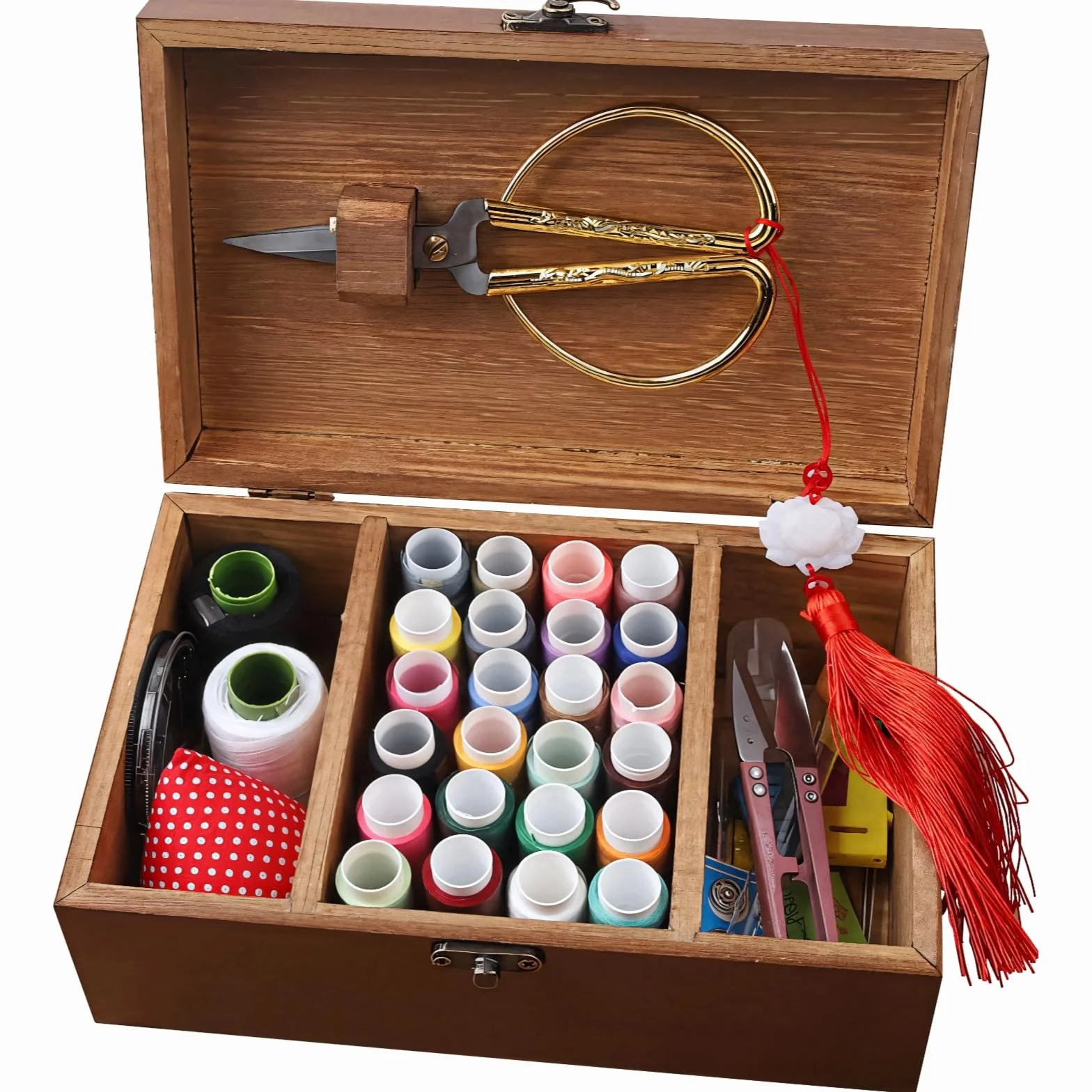 Caja de costura con 24 colores de hilos, kit completo y herramientas para todas tus necesidades de reparación