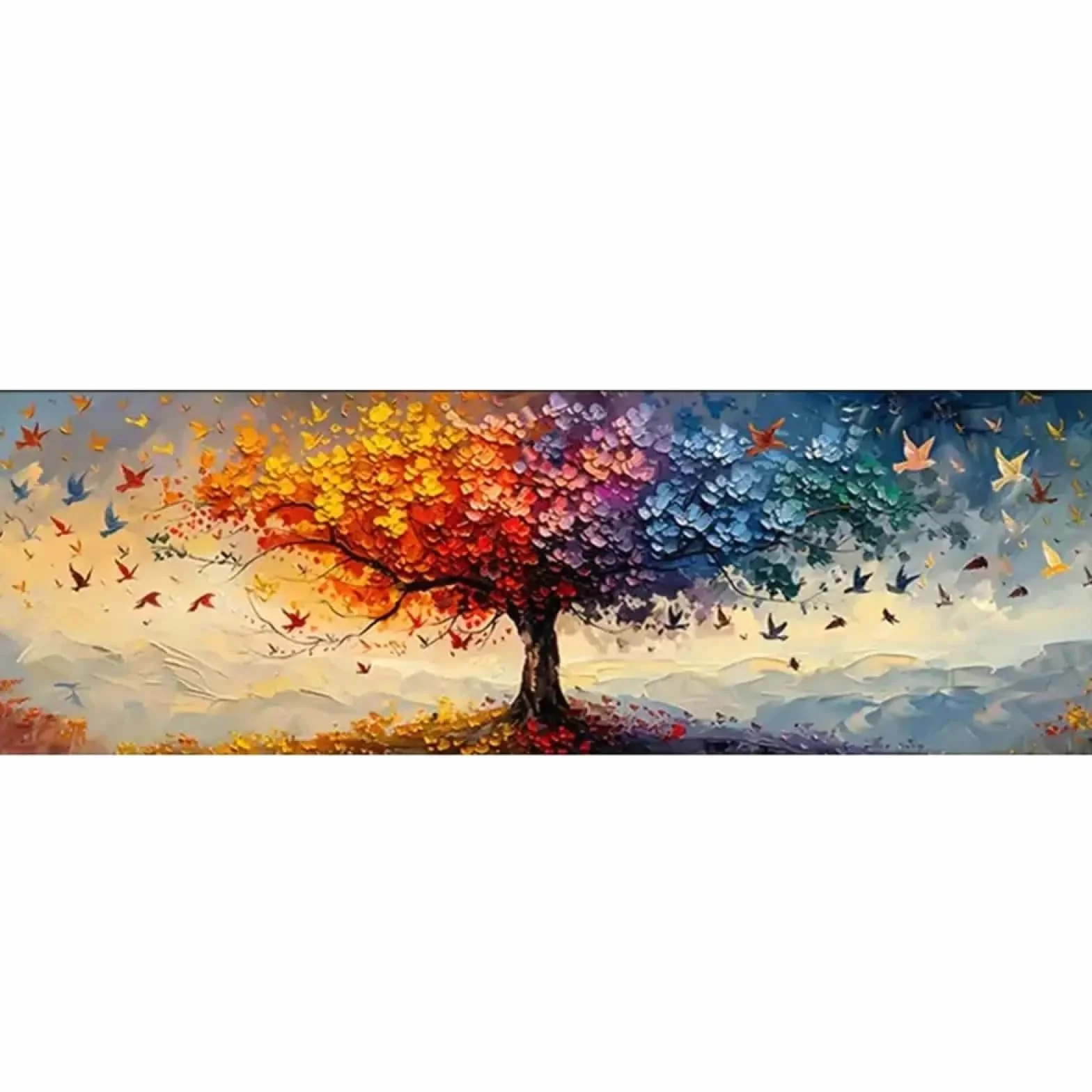 YUSUZHU Impresión artística en lienzo y póster de gran tamaño con árbol de la vida, imágenes geométricas, decoración clásica de pared para cocina, para sala de estar, 30 x 90 cm, con marco