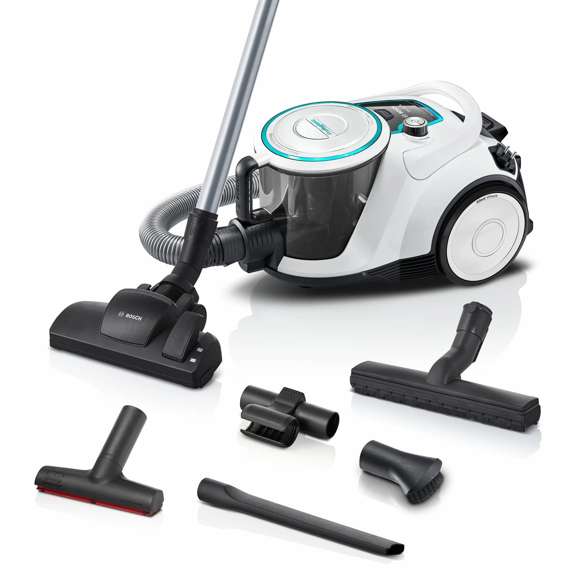 Bosch Aspiradora sin Bolsa Serie 6 BGC41XHYG - Aspiradora de Suelo Ideal para alérgicos - Filtro higiénico, 10 años de garantía del Motor, Boquilla de Suelo para parqué, Alfombra, Fuerte Potencia de