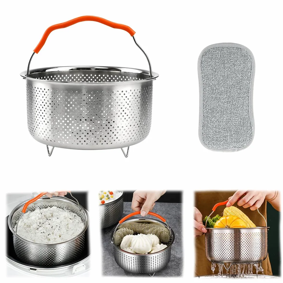 Cesta de Vapor Acero Inoxidable 2L 17.5cm para Olla Presión Multiusos con Mango