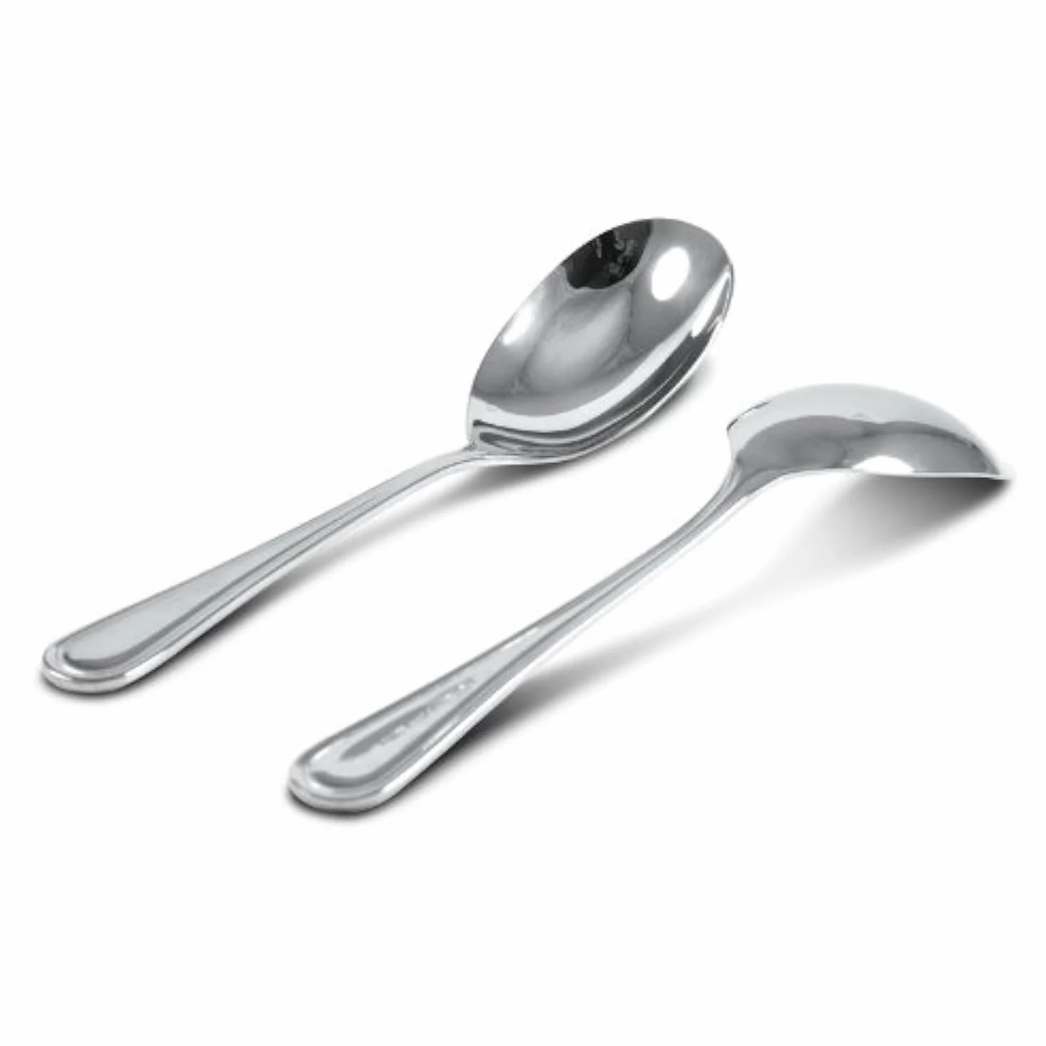 SET OF TWO (2) - Elegant Regency Line Tabletop Flatware Serving Spoon, Serving Utensil, Buffet Banquet Serving Spoons, 18/8 Gauge Mirror-Polished Stainless Steel by Update International