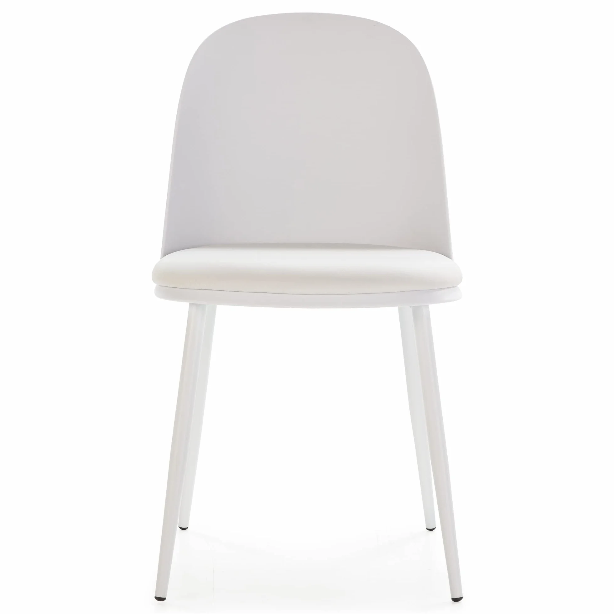 HOMN LIVING Set de 4 sillas Kana Blanco, Patas metálicas y Asiento tapizado, 45 cm (Ancho) 51,5 cm (Profundo) 83 cm (Altura)