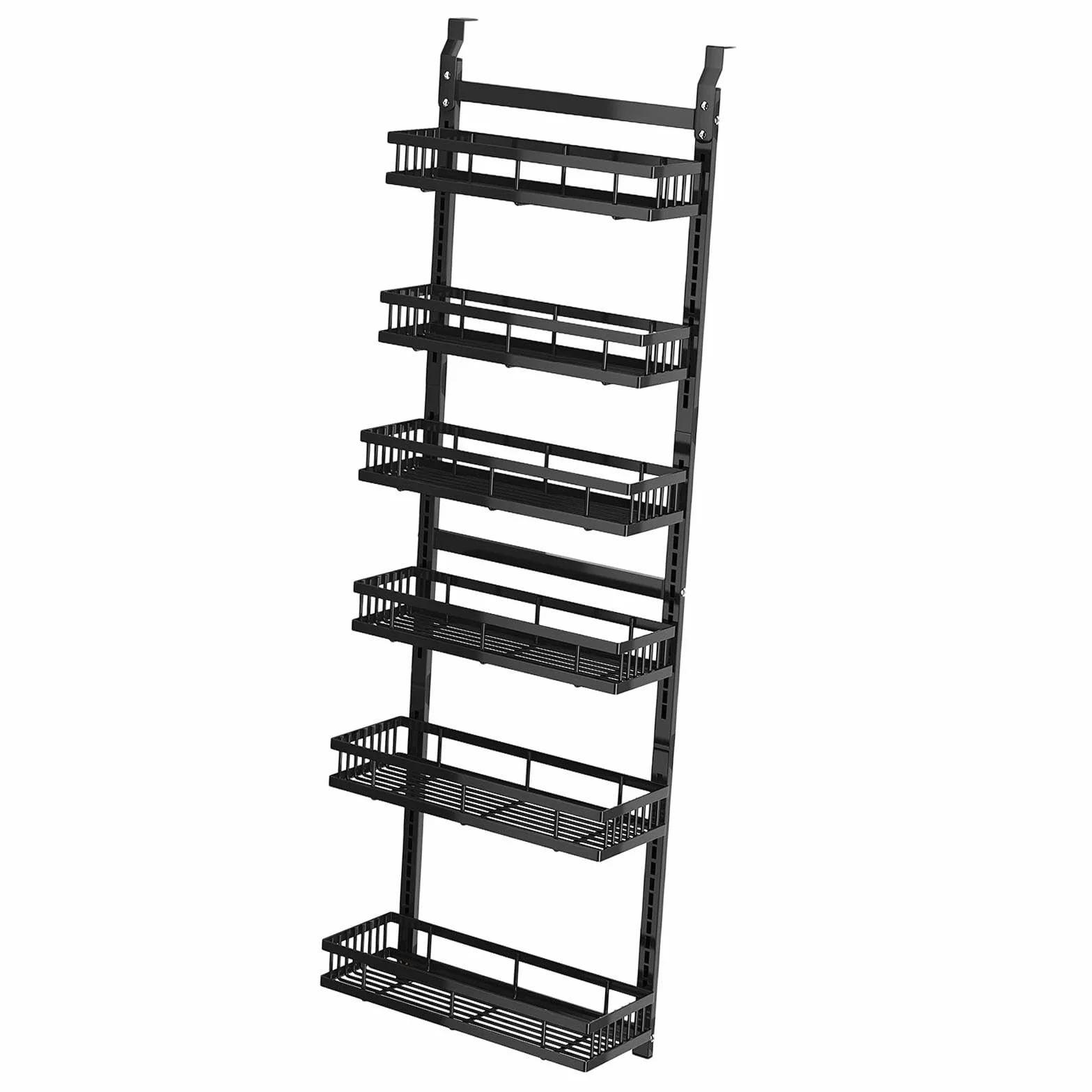 Organizador de Despensa de 6 Niveles sobre La Puerta, Organizador de Puerta de Despensa, Fácil de Instalar, Estante de Especias Colgante Negro,