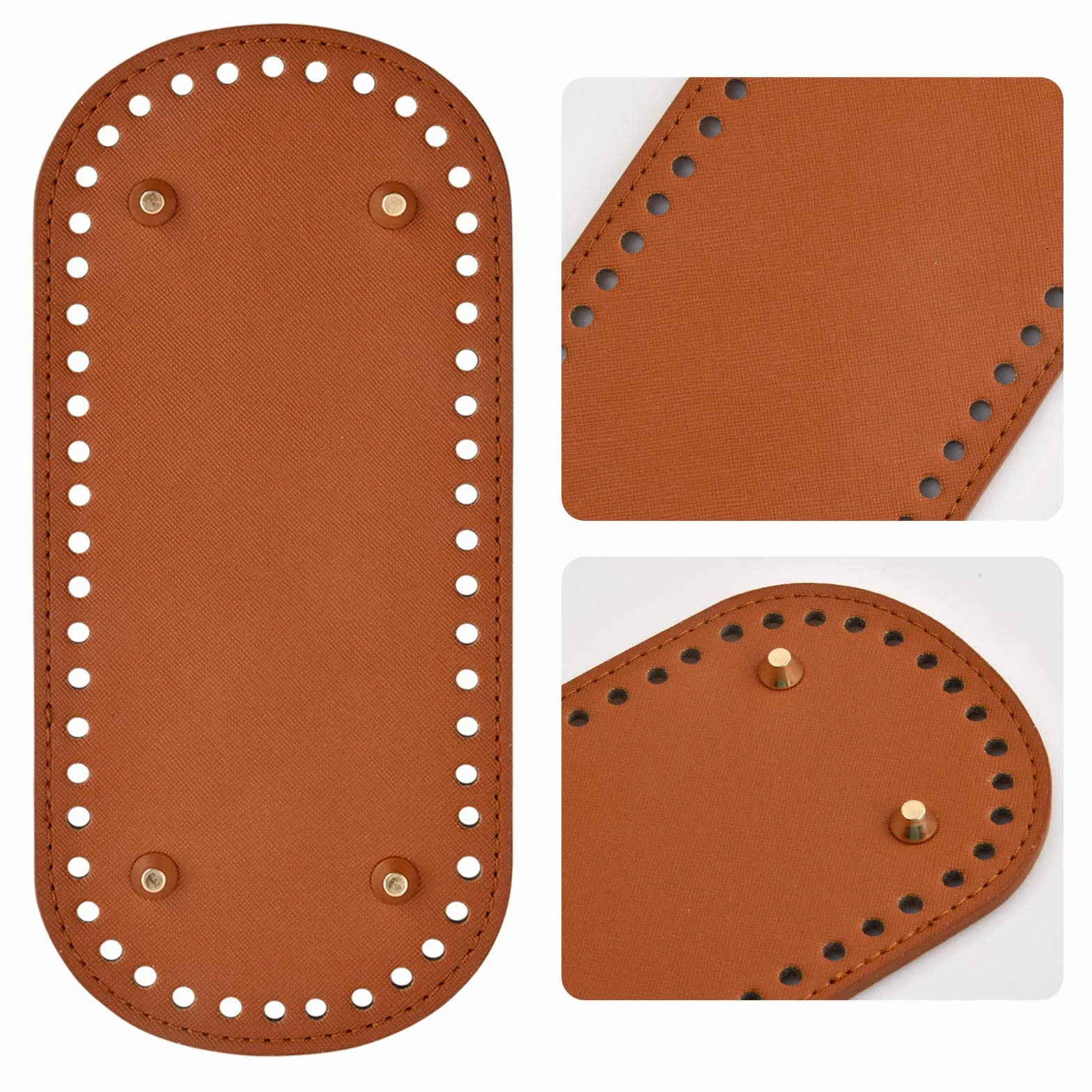 Laughhe 4 Piezas Bolsa Cojín Inferior Oval de Cuero PU 22×10CM para Fabricación de Bolsos