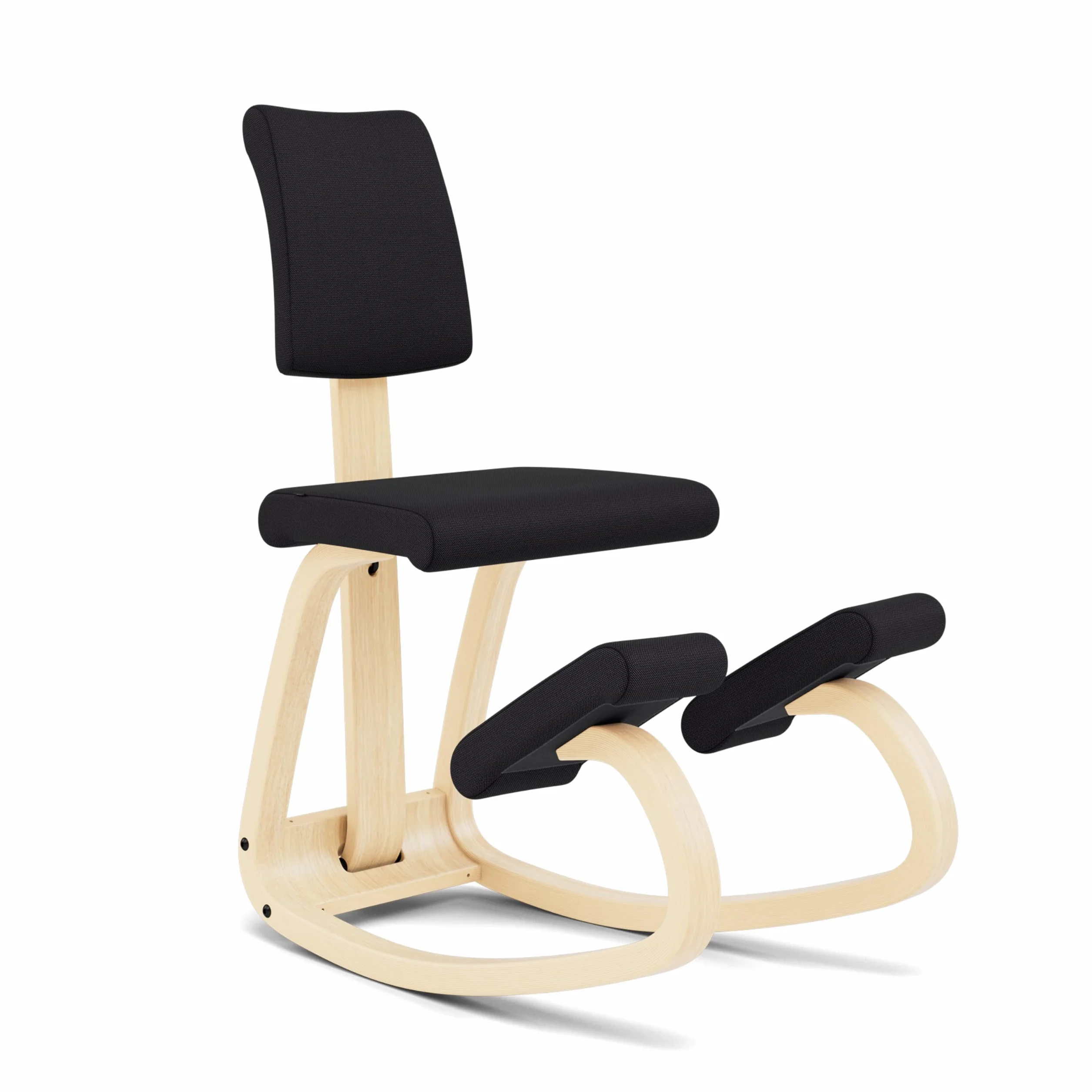 Varier Variable Plus Silla Ergonómica de Rodillas con Respaldo Natural/Negro – Silla de Oficina con Diseño Escandinavo, Postura Activa y Comodidad – Garantía de 10 Años
