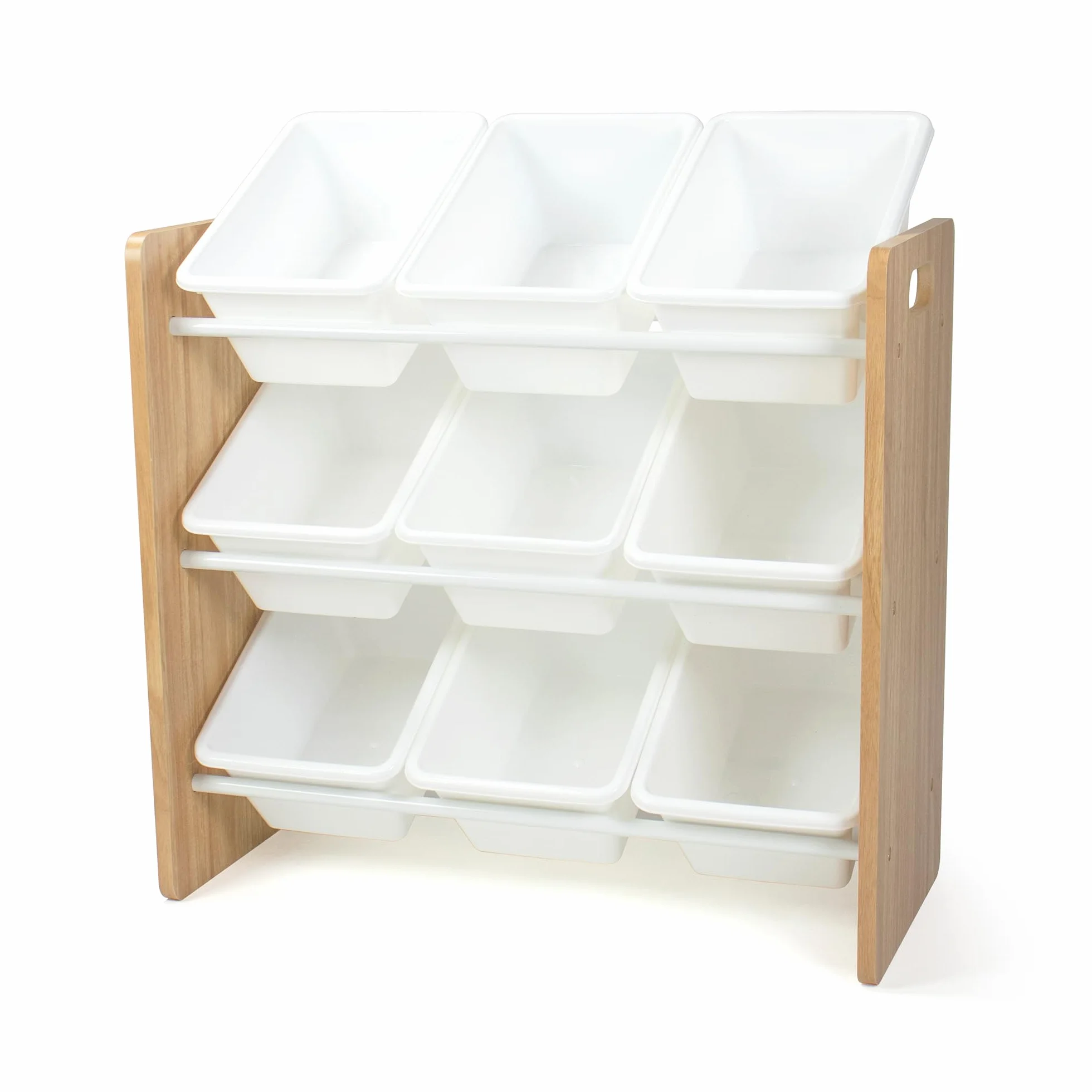 Humble Crew estantería Infantil Natural/Blanco: 9 Cajas Almacenamiento, Organiza Juguetes, diseño Elegante, Segura, Montaje rápido, Ideal para niños
