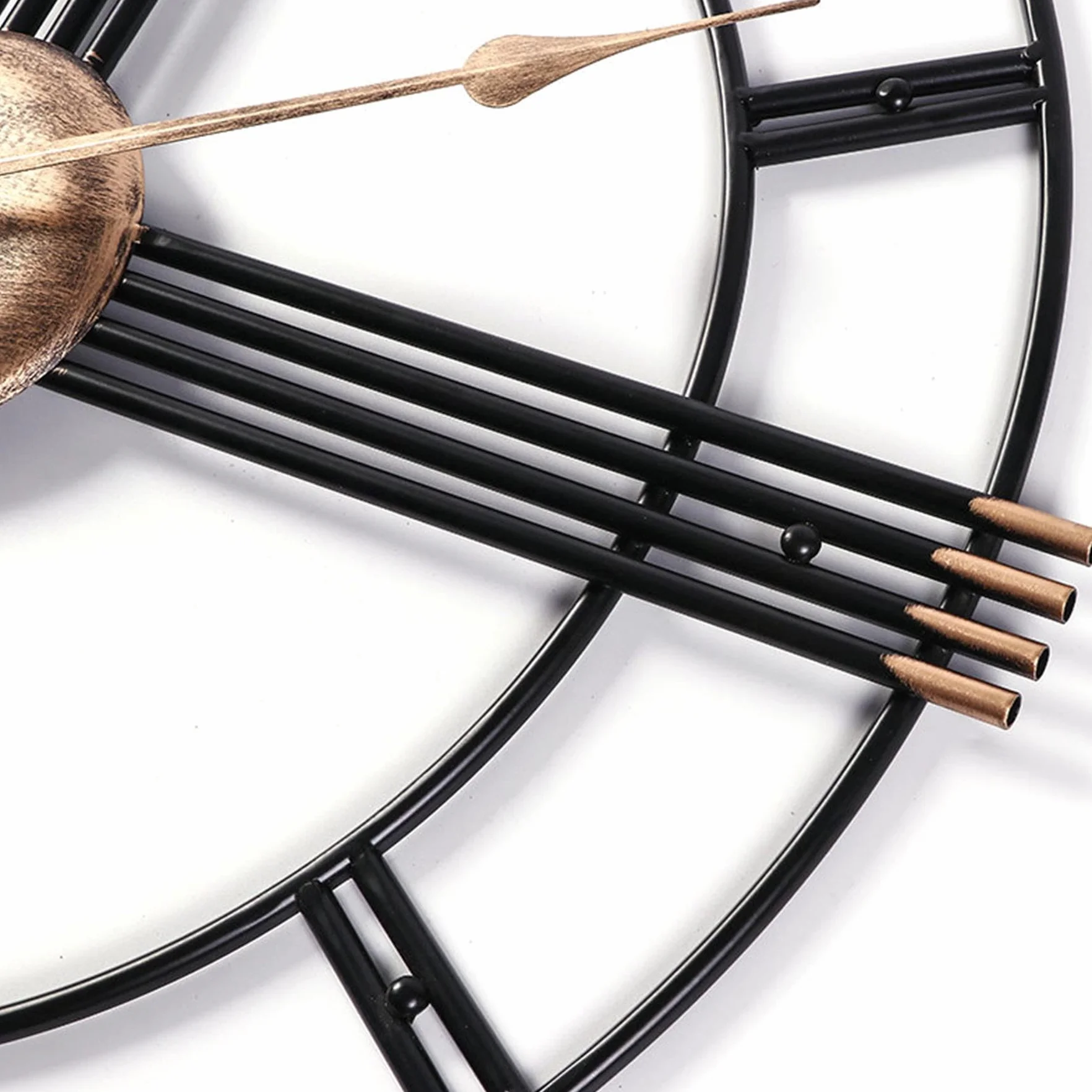 Reloj de Pared metálico con Grandes números Romanos, 60 cm Redondo Vintage silencioso de Metal, Moderno sin tictac Funciona con Pilas, Incluye Gancho e Instrucciones
