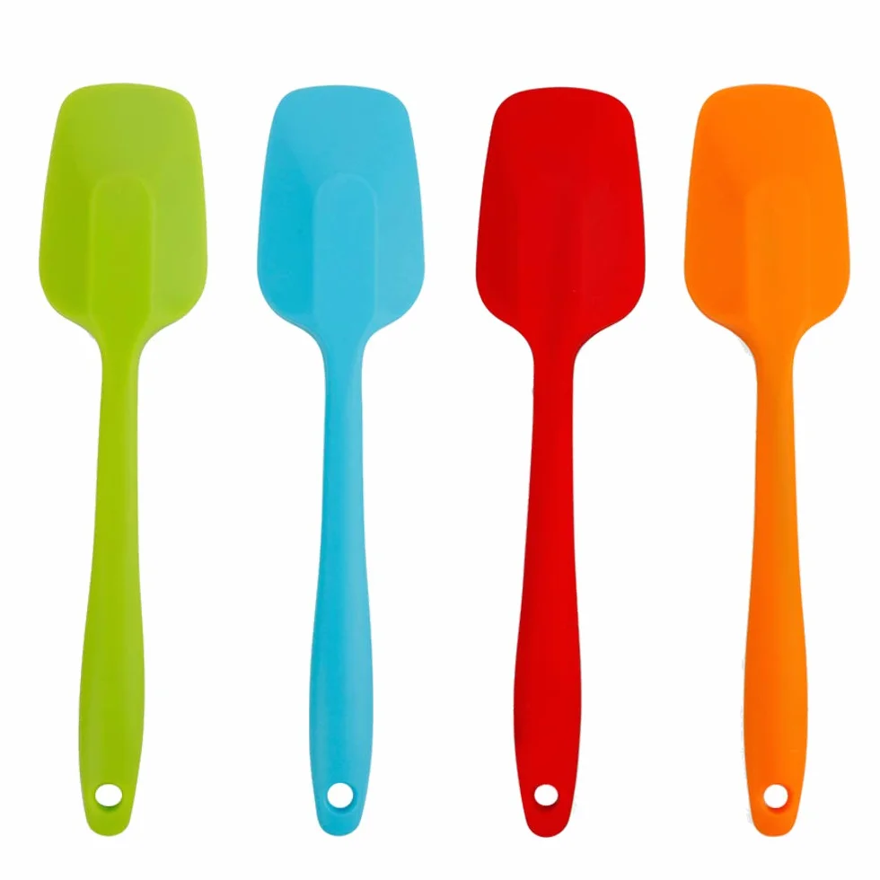 Juego de espátulas de silicona (4 piezas, resistente al calor, espátulas de goma antiadherentes, aptas para lavavajillas, sin costuras, con núcleo de acero inoxidable, multicolor