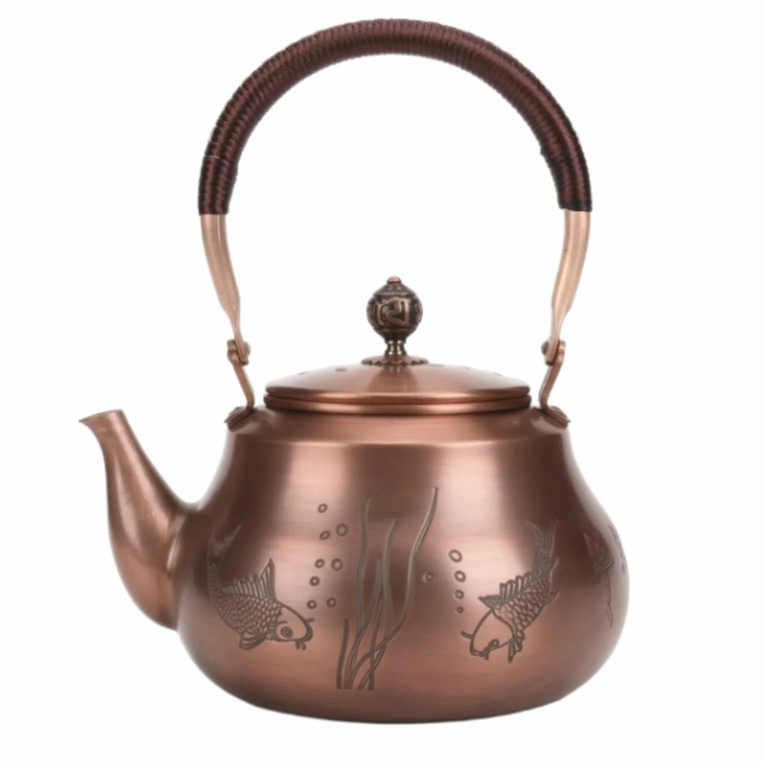 Tetera Cobre Grabada Recipiente sin Fugas Vajilla para Aficionados Al Té, style to 4