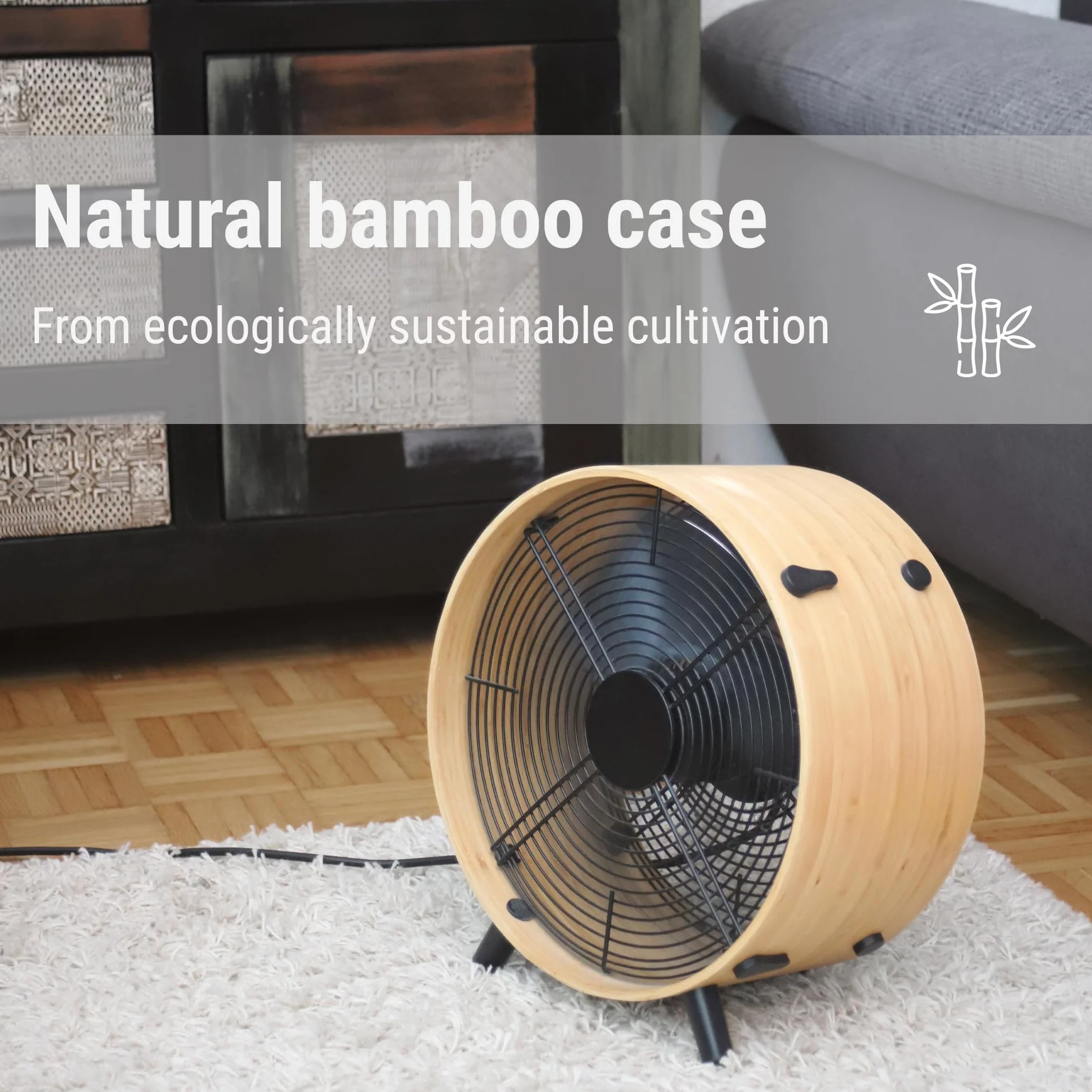 Stadler Form ventilador Otto, hecho de bambú, con 8 velocidades, ideal para el verano y adecuado para el dormitorio, sala de estar y oficina, fácil de limpiar, 50 vatios