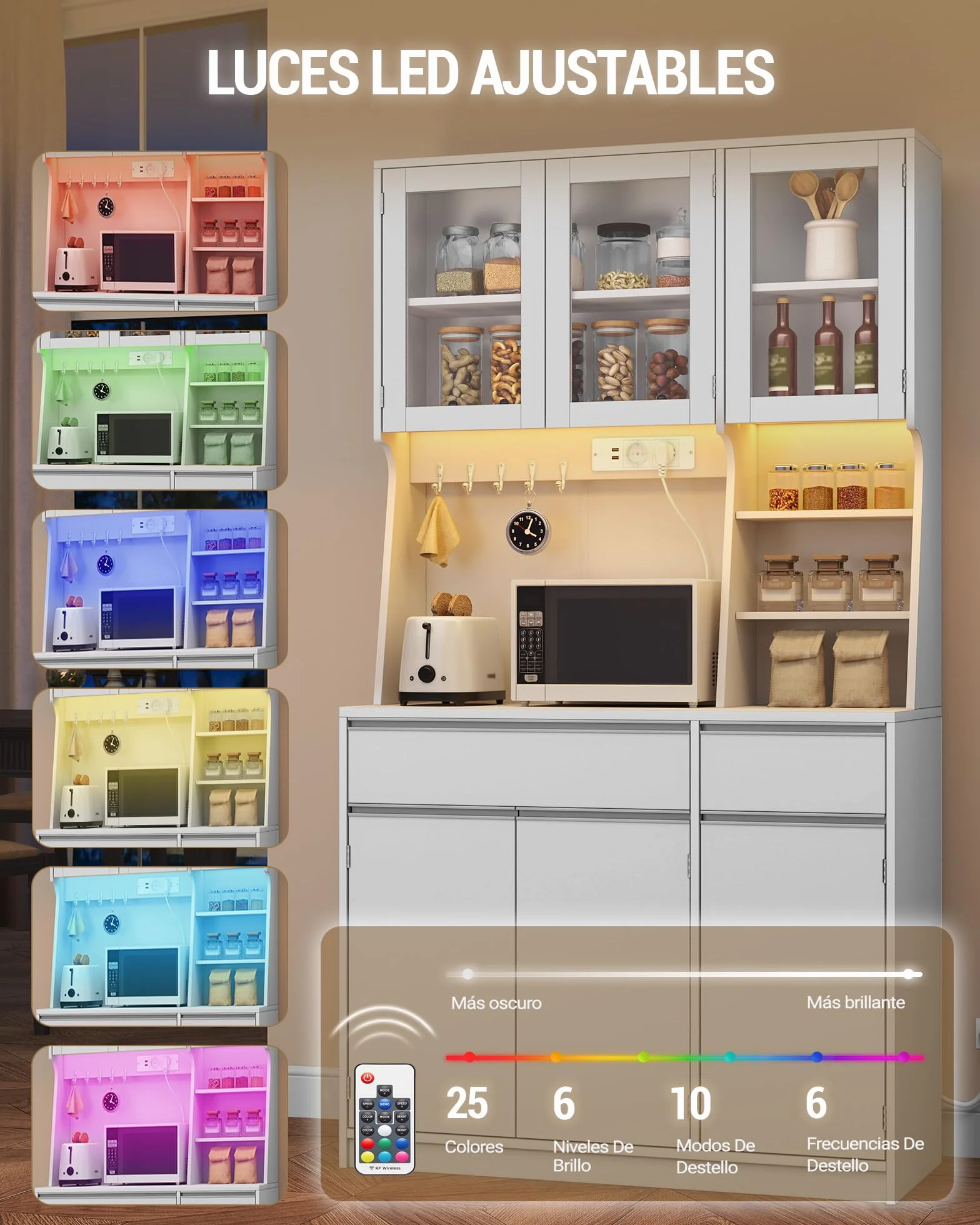 Alacena de Cocina con Luces LED 40x100x180cm Blanco