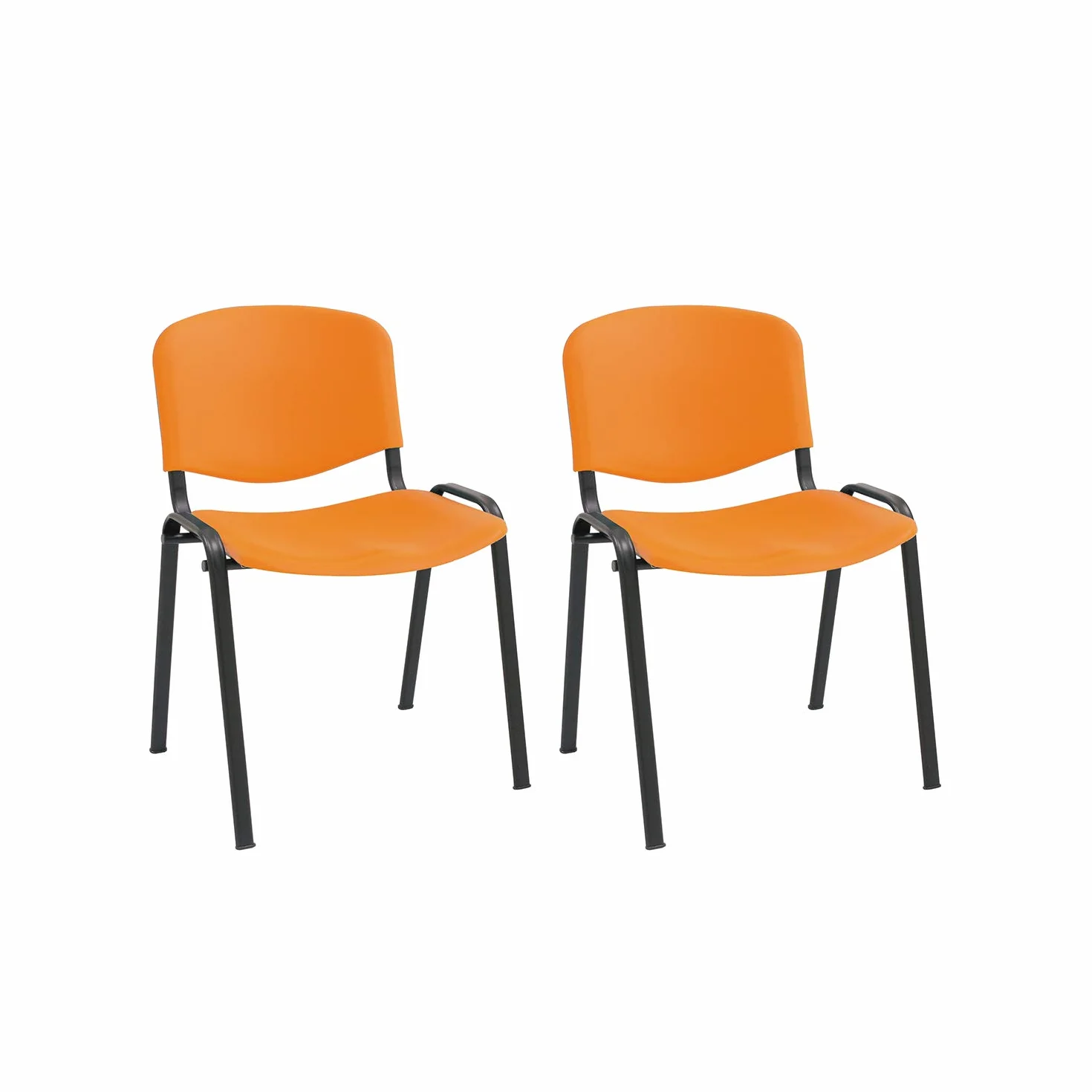 La Silla de Claudia: Modelo ISO Estilo Confidente | Sillas Apilables de Oficina, Sala de Espera y Despacho | Silla de Plástico Polipropileno (Sillas Pack 2) | Marco Negro | Naranja