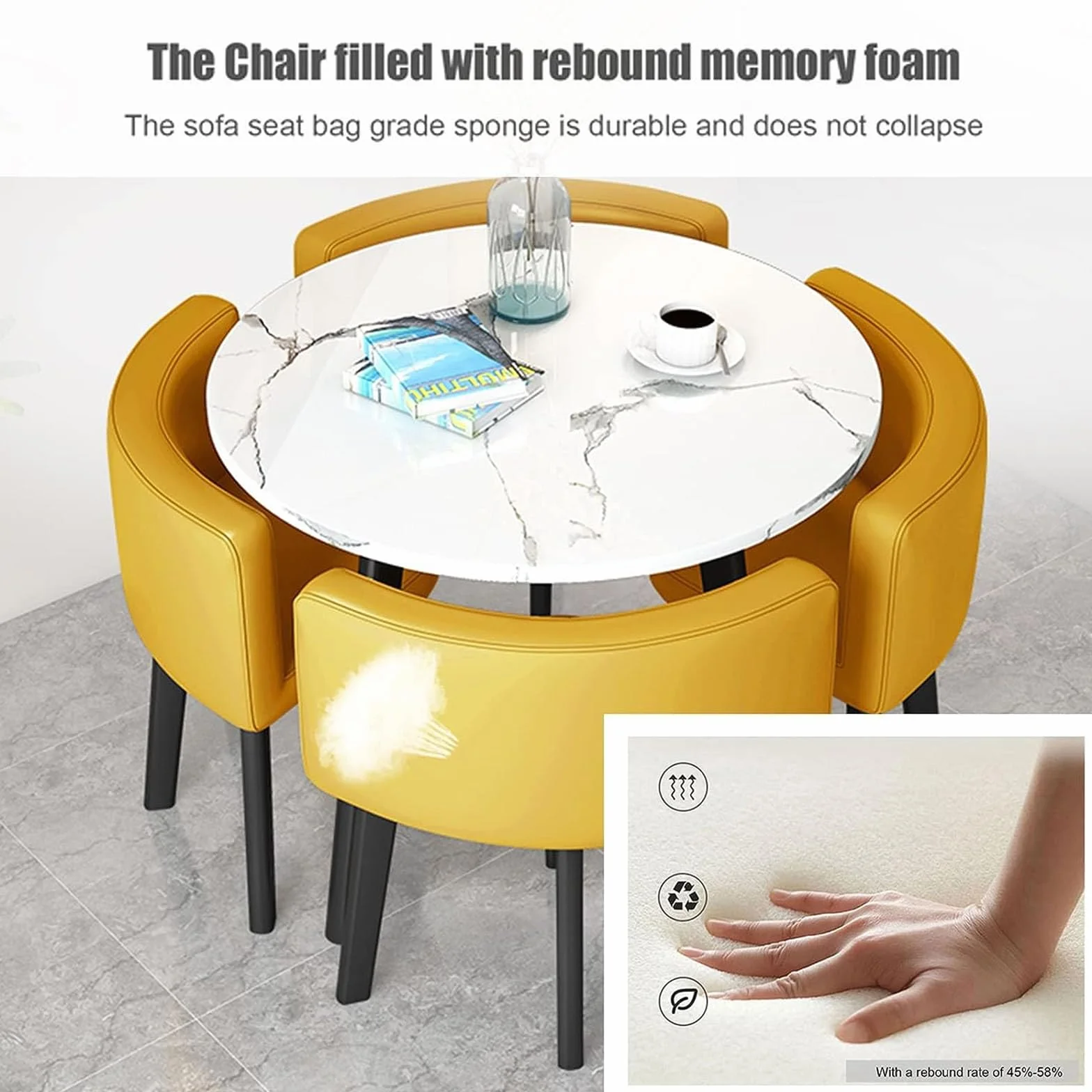 Juego de mesa de conferencias de oficina pequeña con 4 sillas, mesa de comedor redonda para reuniones y negociaciones, mesa redonda de 80 cm para oficina, recepción y cocina