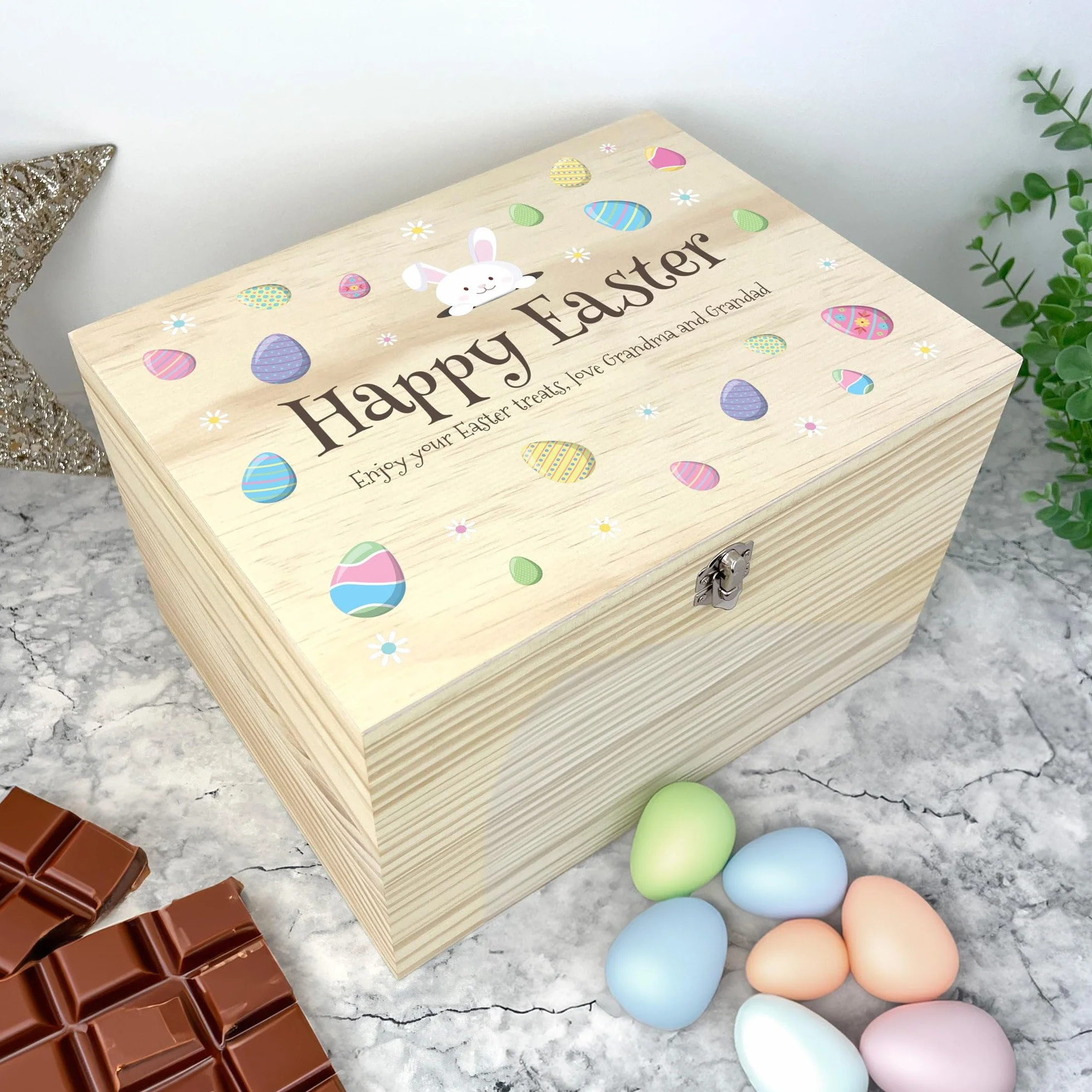 Caja de cesta de madera personalizada para huevos de Pascua, nombre personalizado, regalo de Pascua, cesta de Pascua, golosinas de Pascua, Pascua para niños, Pascua familiar, decoración de Pascua,