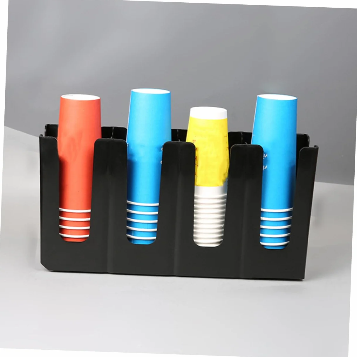 MAGICLULU Dispensador de Vasos de Papel para Encimera, Negro, Plástico | 2 Ranuras, para Vaso de Papel, Cafetería y Tienda de Té, Organizador Reutilizable de Sobremesa