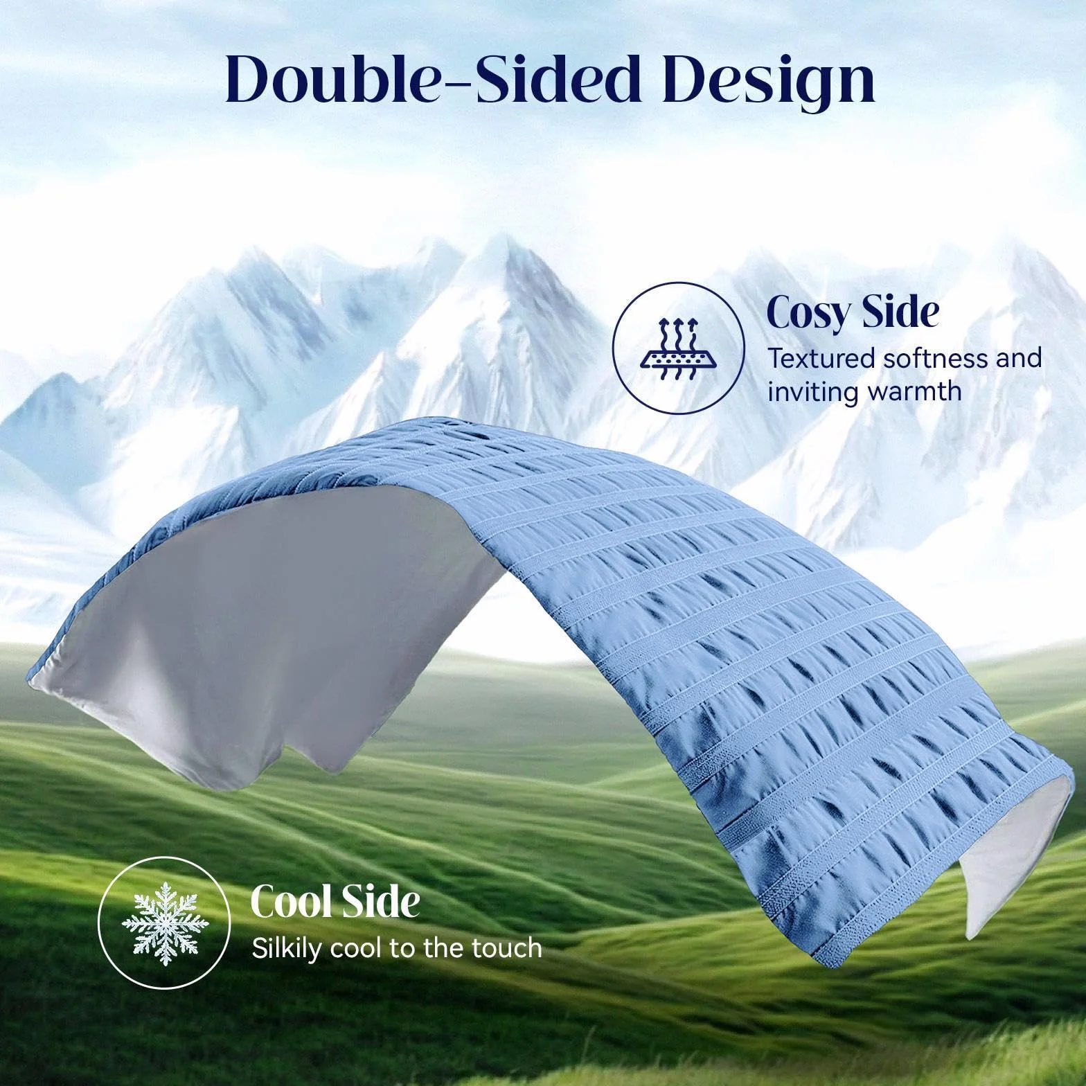 IKALIFE Manta Refrescante para Personas - Manta Fria Verano para Sofa Cama Q-MAX>0.5 Cooling Blanket Sabana Refrescante Enfriamiento Refrigerante Mantas Fresca Verano Azul 200x220 cm