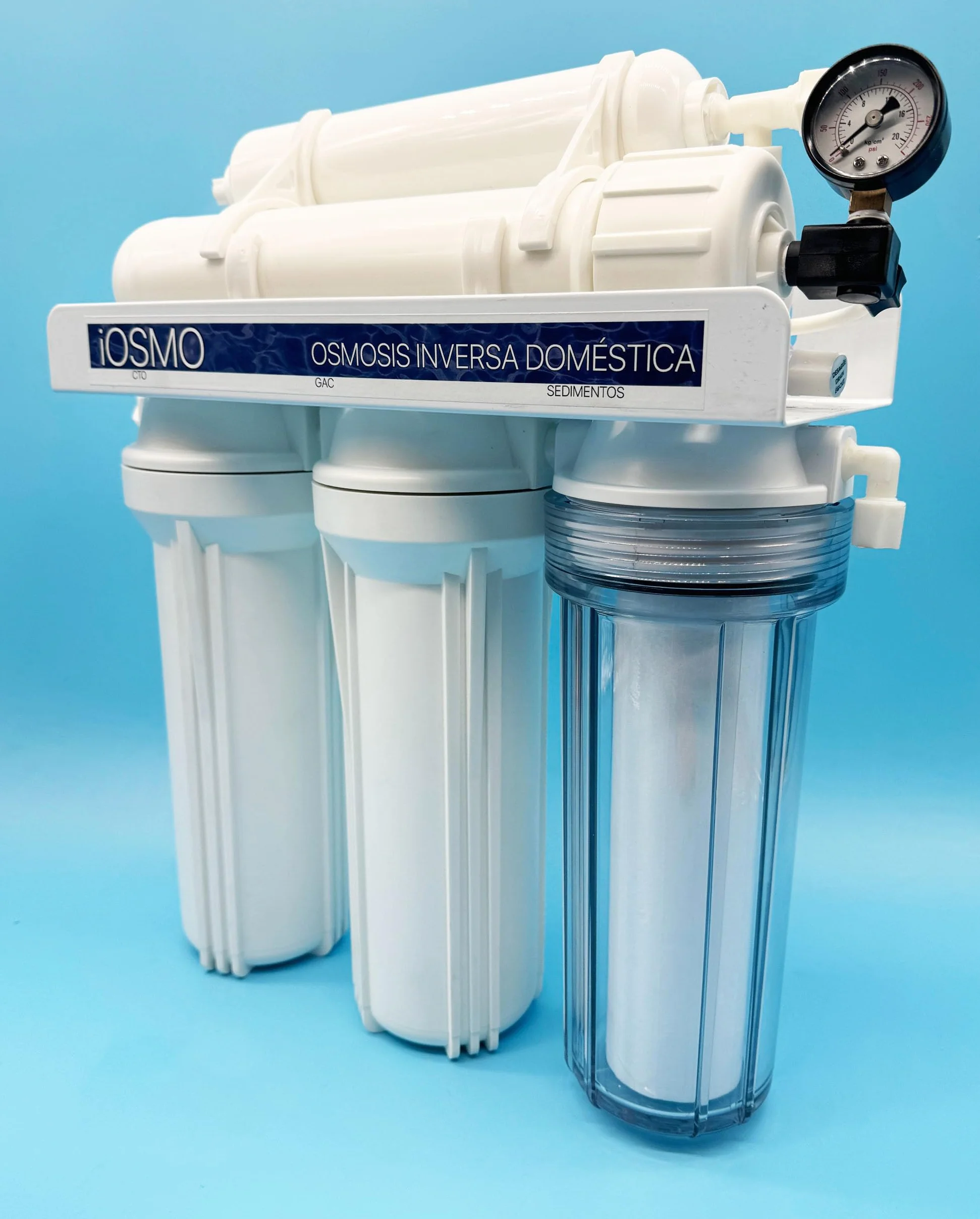 Equipo de Ósmosis Inversa Domestica iOSMO | Ósmosis Inversa 5 Etapas + 2 Recambio Filtros | Filtros y Membrana Universales | Diseño Exclusivo para iFONT (Fabricante: Hidro-Water S.L)