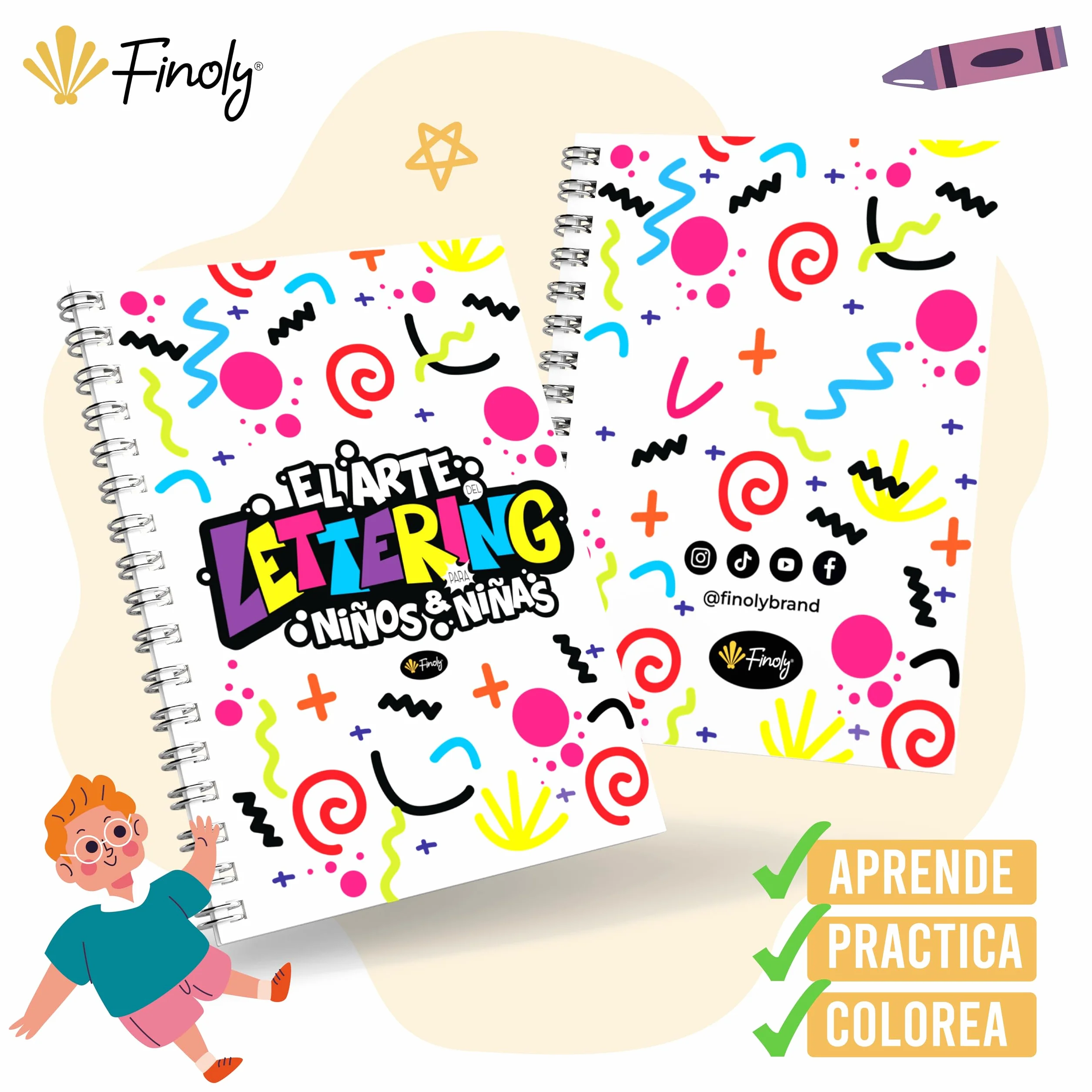 Finoly Cuaderno Lettering para Niñas Niños Principiante Colorear