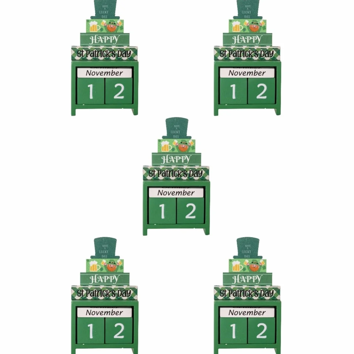 TOPBATHY 5piezas Calendario De Madera Para Día De San Patricio Decoración De Escritorio Festiva Accesorio De Regresiva De Madera Para Día De San Patricio Único Para y Familia