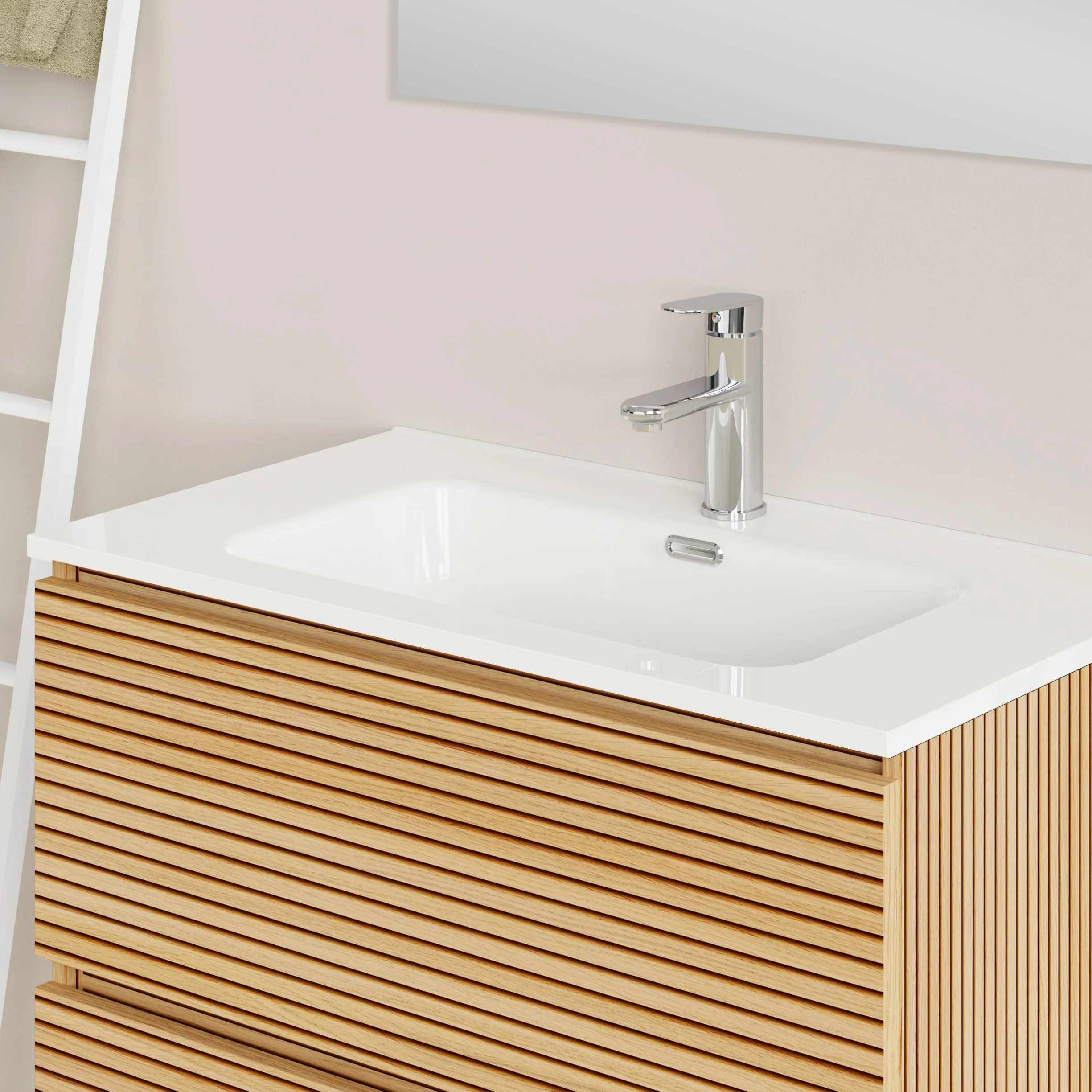 Baikal Mueble de Baño Dash 80 cm 2 Cajones Suspendido Lavabo Cerámico Monocolor