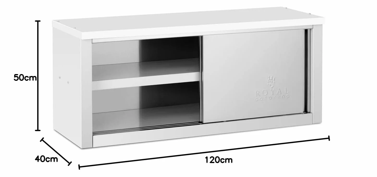 Royal Catering Armario de Pared Mueble en Acero Inoxidable RCAT-120/40/50-C (1200 x 400 x 500 mm, Material de Montaje Incluido, Acero Inoxidable)