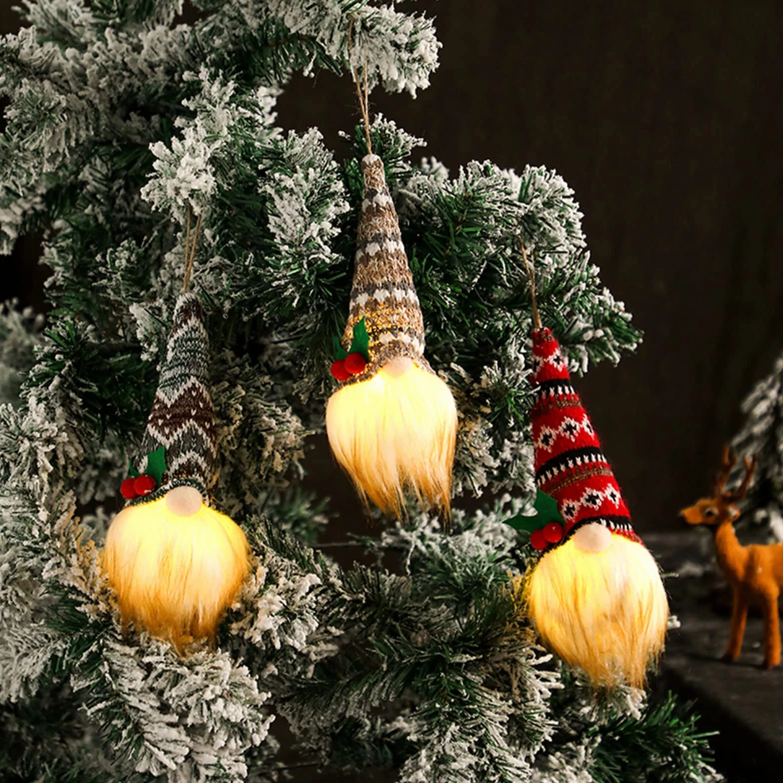 Juego de 4 figuras de duendes decoración árbol de Navidad colgante