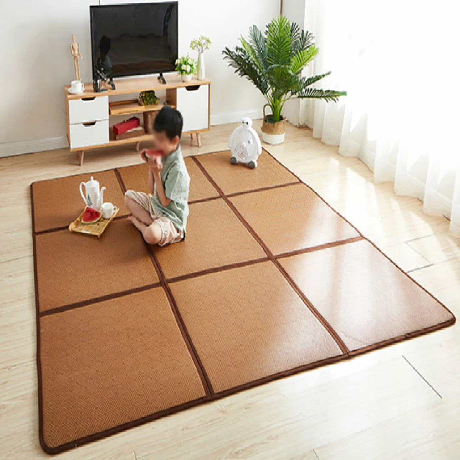 MIAOXIAO Tatami Japones Tradicional para Futon Japones Cama Estilo japones Colchón futón de Suelo japonés colchón de tatami de ratán,01,120x180cm(6 pieces)