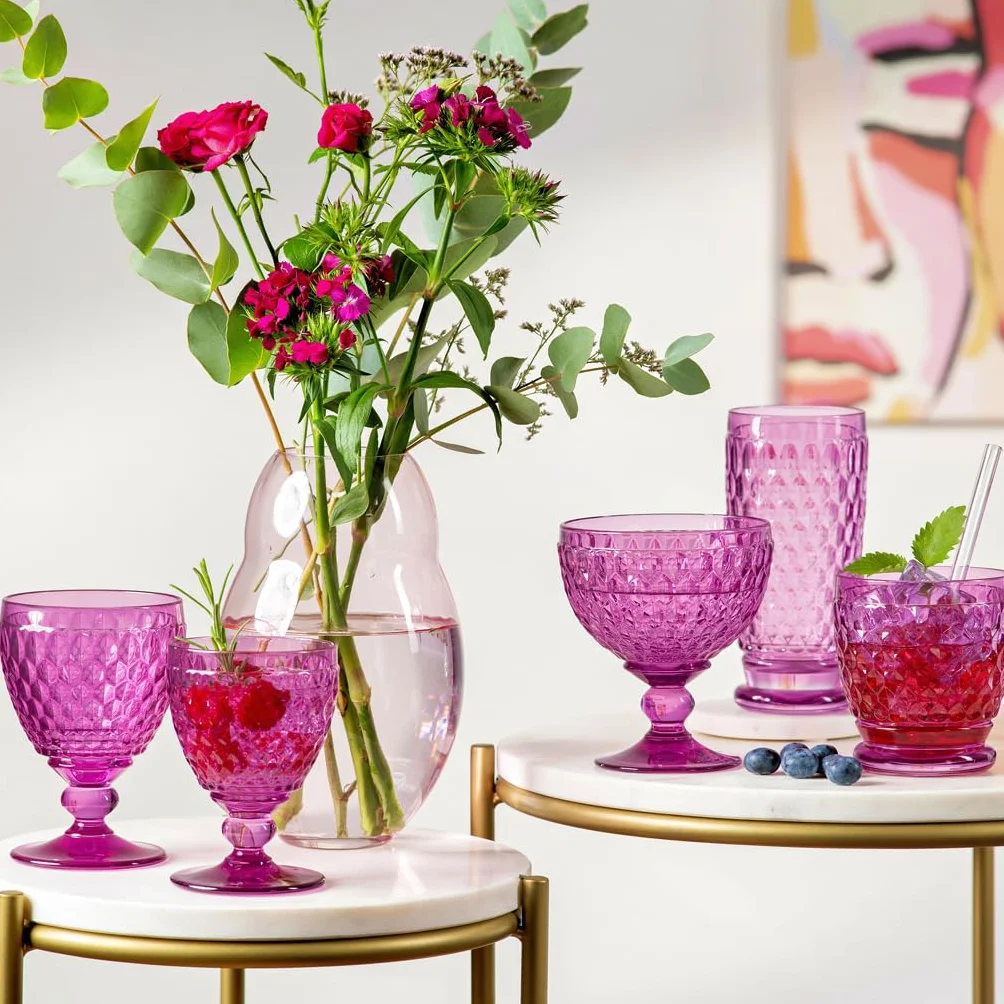 Villeroy & Boch Boston Berry - Juego de 4 copas de vino tinto, 200 ml, aptas para lavavajillas, color rosa