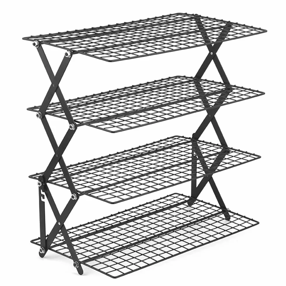 Estante de Almacenamiento Plegable para Exteriores de 4 Niveles con Diseño Ajustable para Aficionados y Principiantes en Repostería