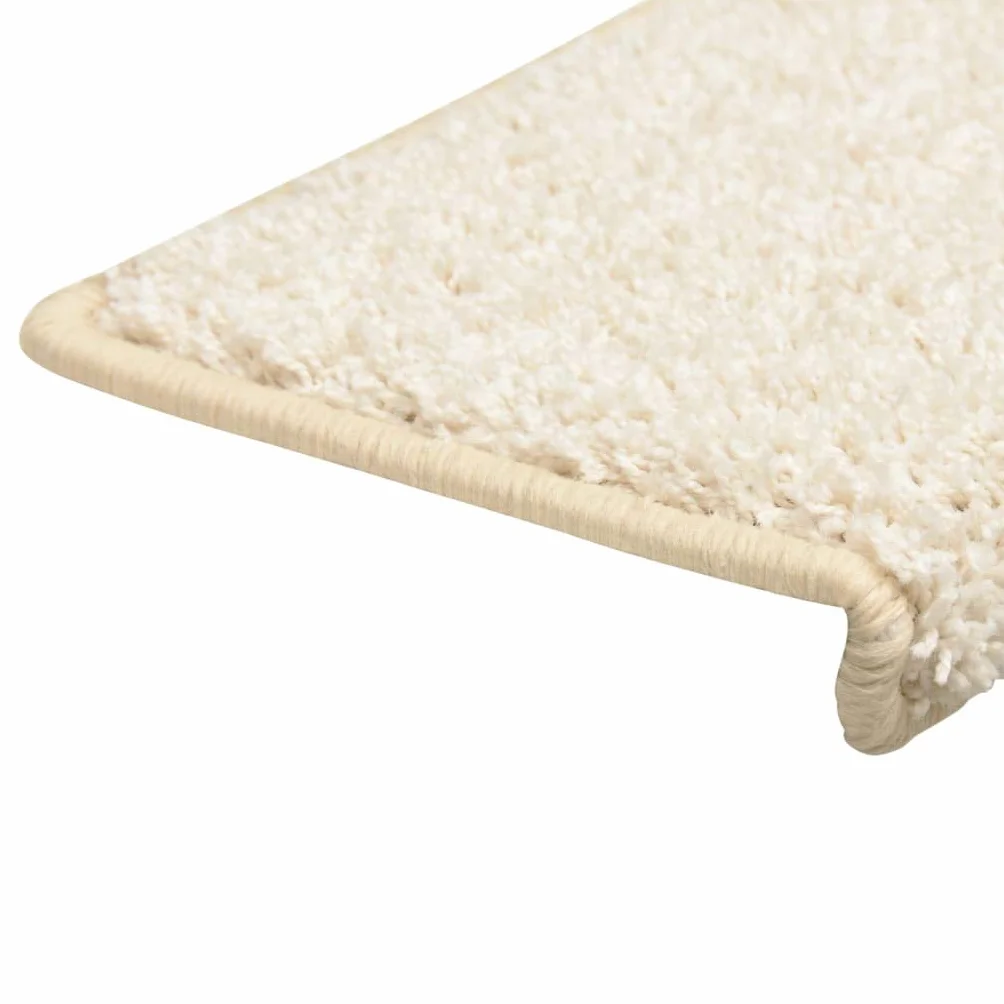 vidaXL Alfombrillas para escaleras 10 Unidades 65x21x4 cm Blanco Borde Rectangular