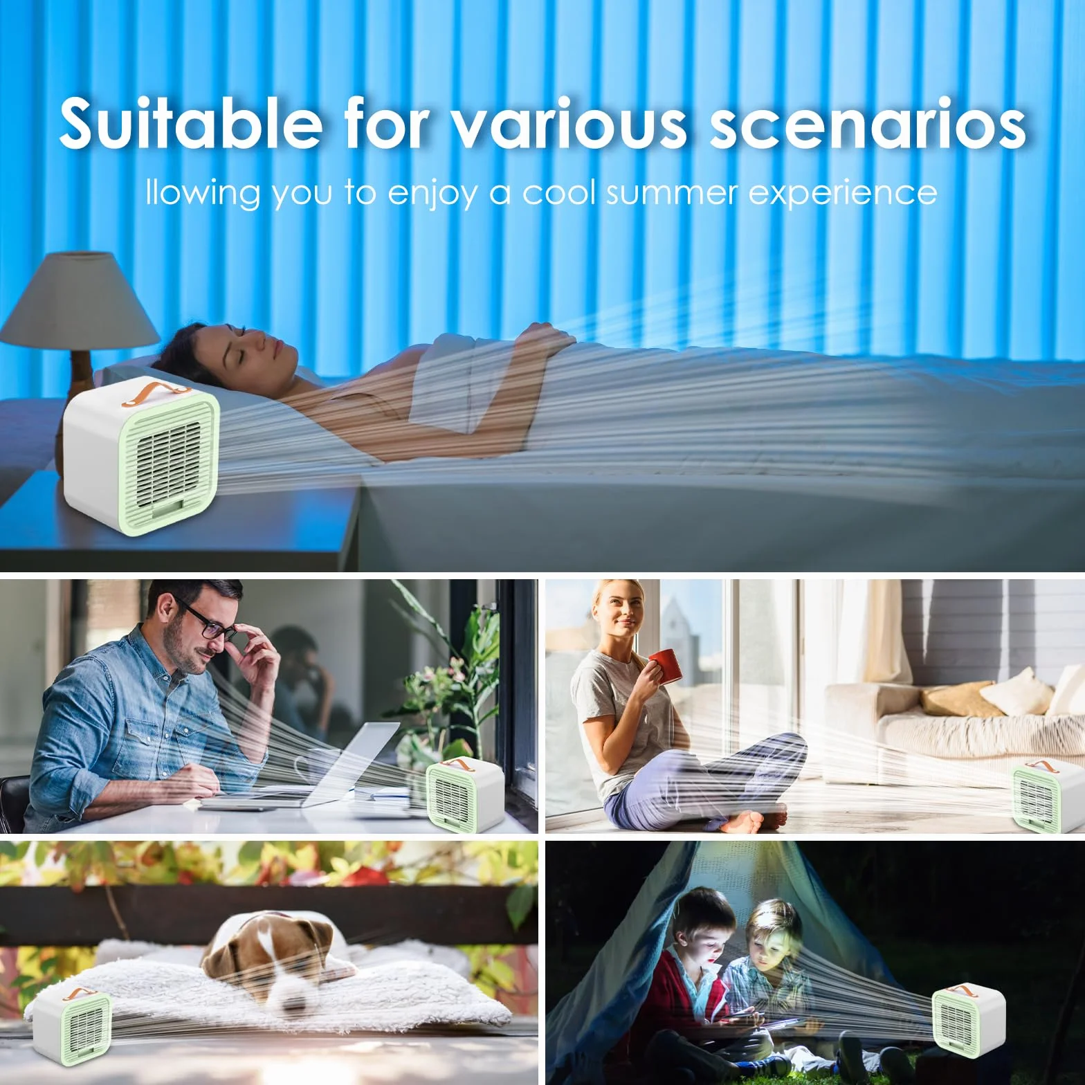 Mini Enfriador de Aire Portátil USB Ventilador 3 Velocidades Silencioso Recargable