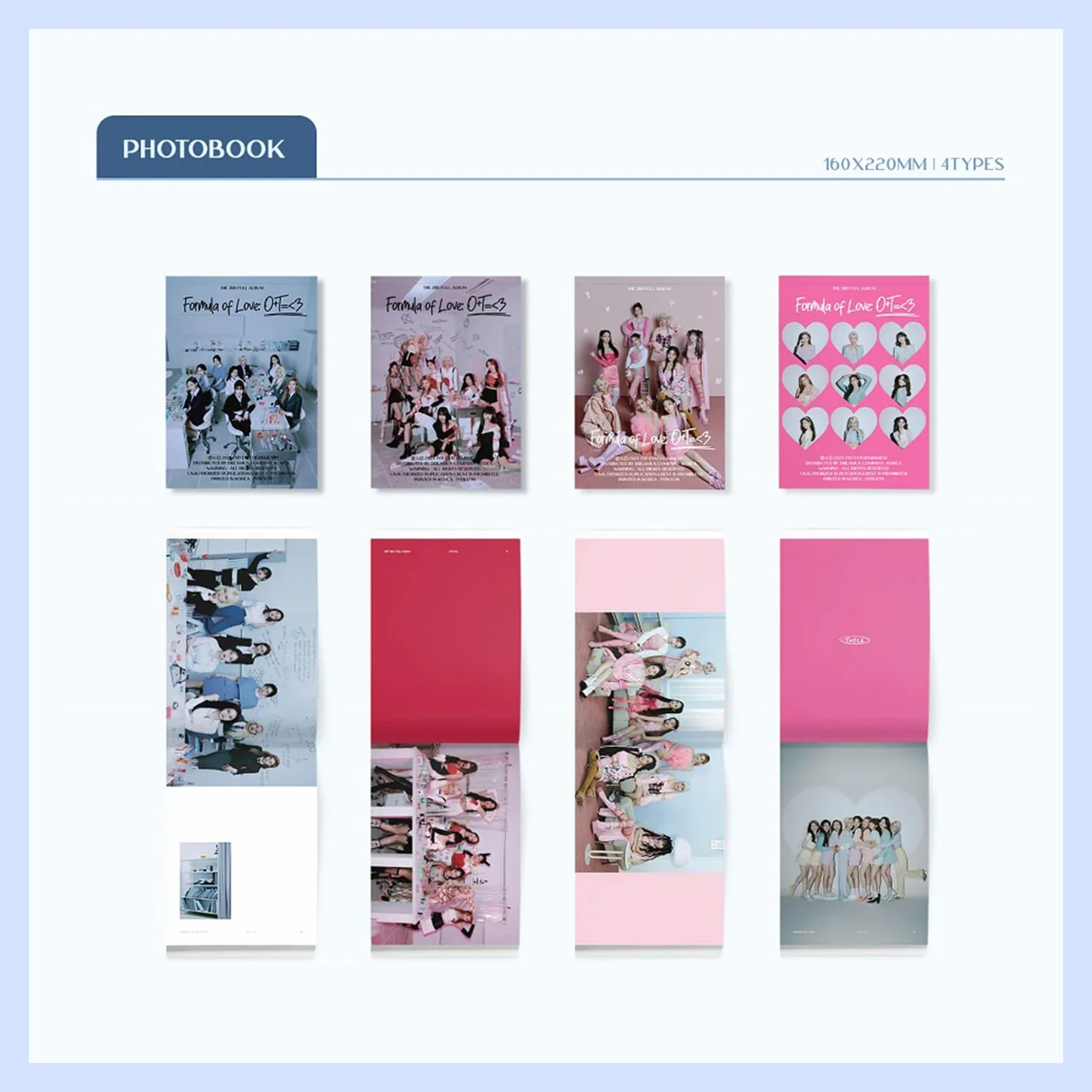 TWICE Formula of Love: O+T=< 3 Explosion Ver. Photobook with Scientist ID Cards, Photocard & Pin Badges