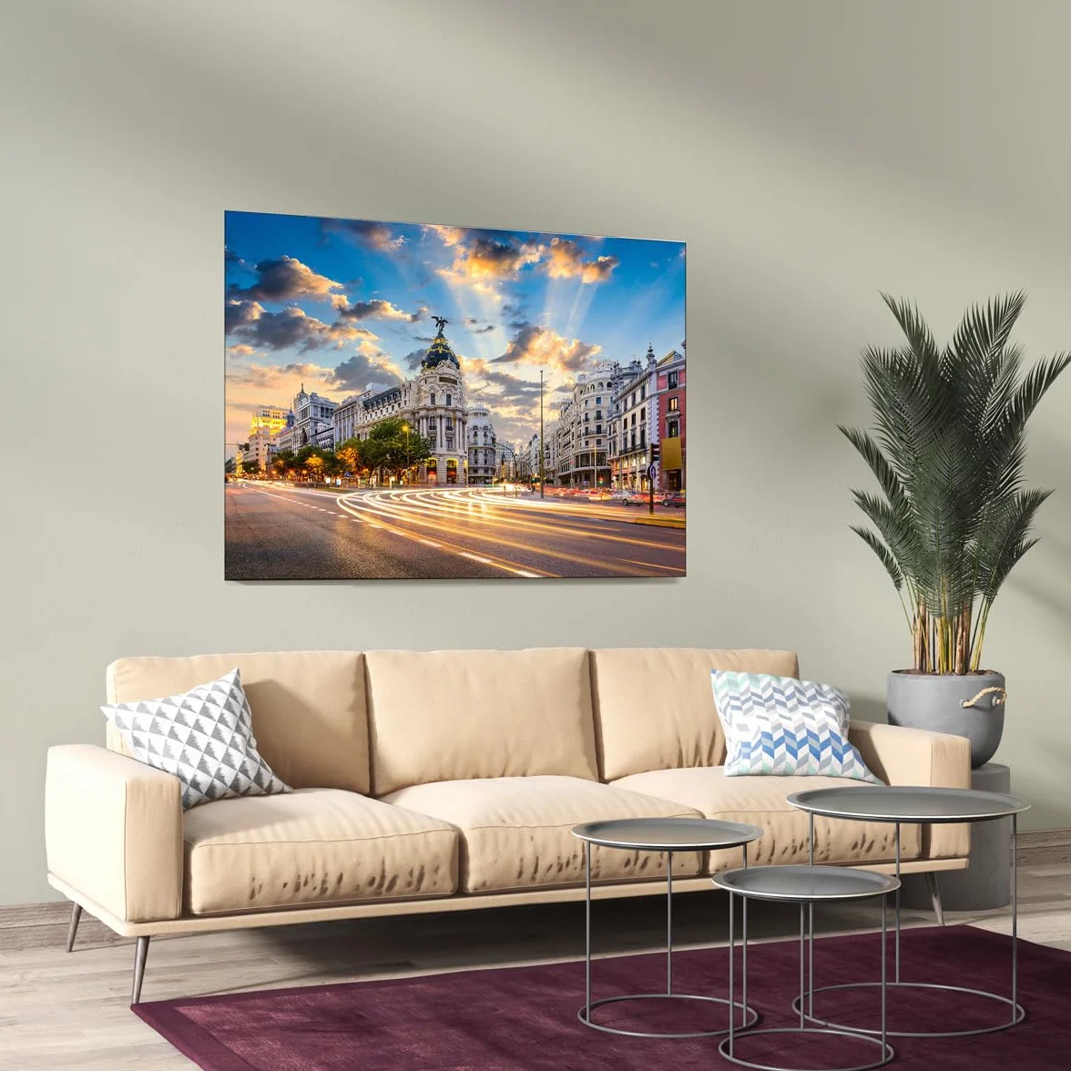 Calle de Alcalá de Madrid - Fotografía Urbana | Cuadro Canvas Wall Art | Impresión Giclée lienzo algodón puro | Bastidor 3cm | 55x75cm