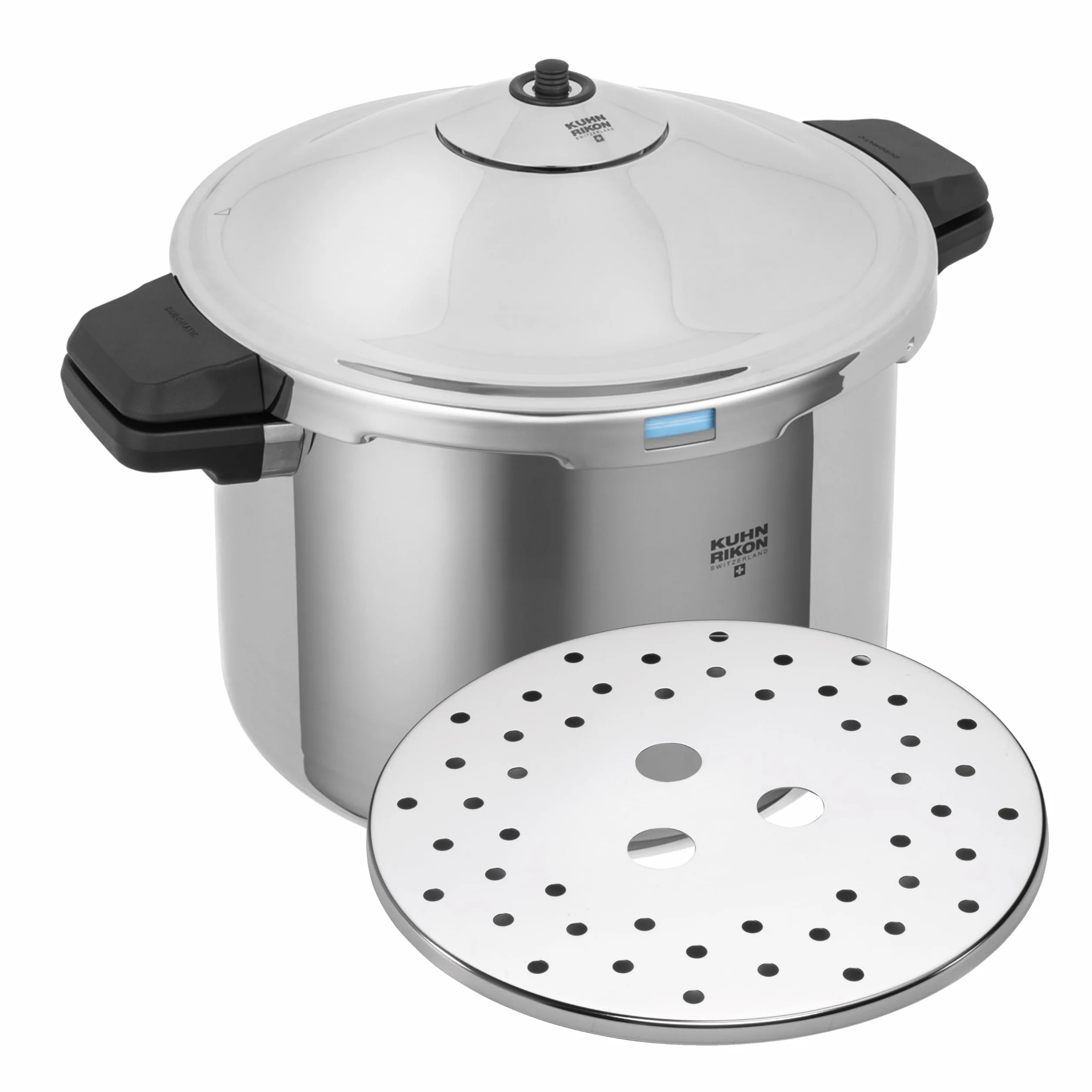 Kuhn Rikon Duromatic Hotel, Olla a presión Super Rápida con Asas 8 L. /28 cm. Olla Express Apta para Inducción, Fondo Superthermic para una buena Distribucion del Calor, Acero Inoxidable18/10