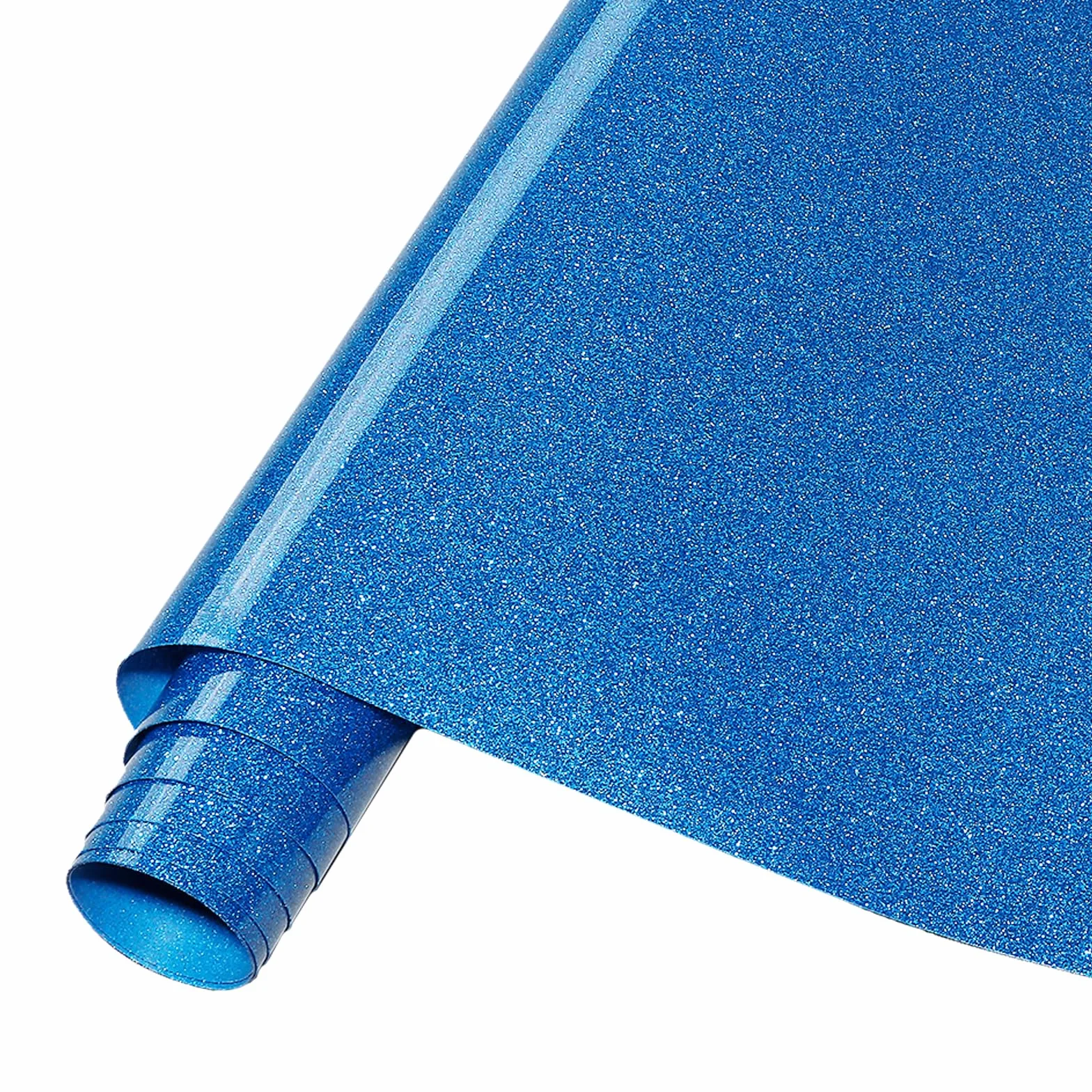 Tintnut Rollo de vinilo HTV con purpurina azul, 12 x 5 pies, vinilo de transferencia de calor con purpurina azul, vinilo brillante para planchar para camisetas con purpurina HTV compatible con Cricut