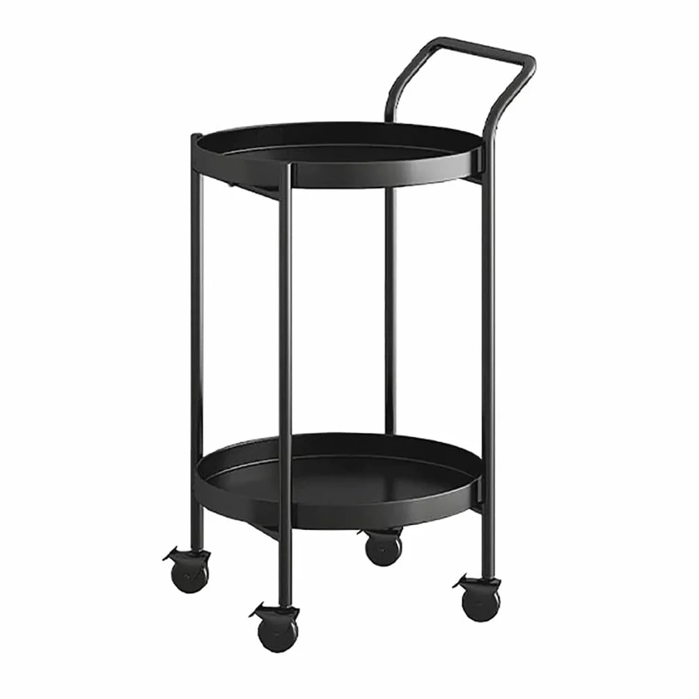 Carrito redondo de metal con ruedas, elegante carrito de bebidas para bebidas, aperitivos y servir decorativos, solución de almacenamiento de bar para el hogar móvil