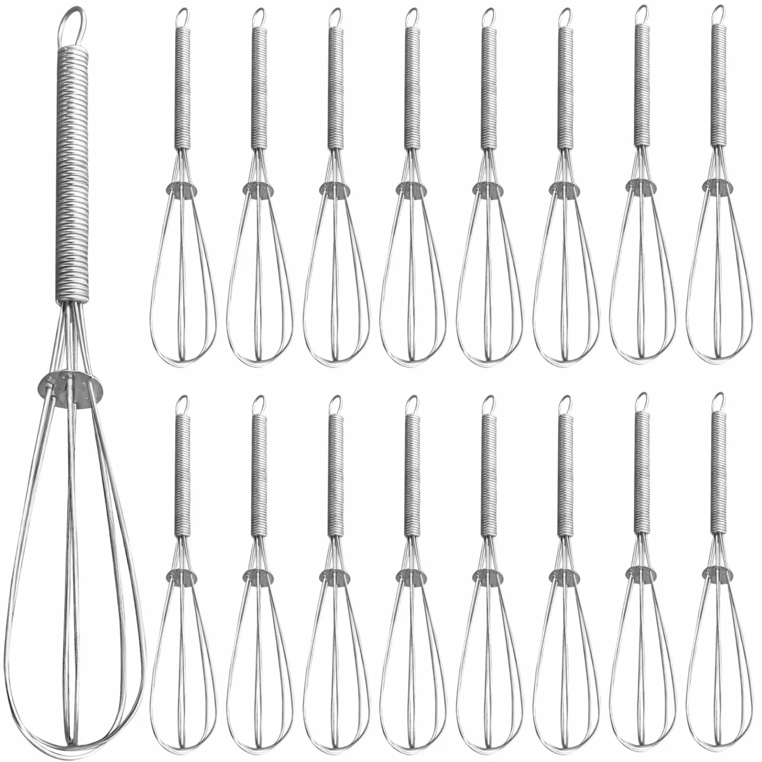 Juego de 30 batidores de acero inoxidable de 6 pulgadas, batidores manuales para cocinar y hornear, batidor de 3 hilos para mezclar y batir