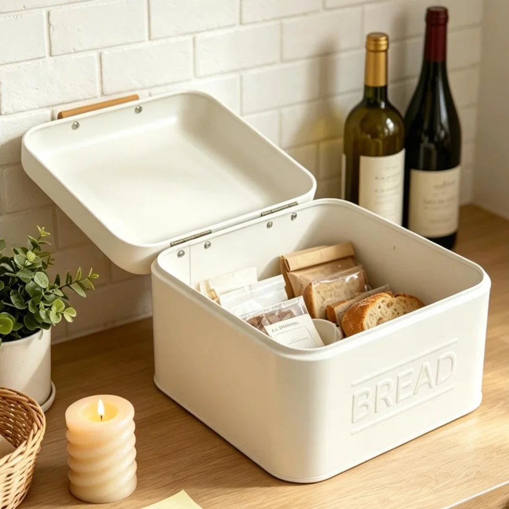 Contenedor Retro Metálico Multipropósito con Mango para Almacenar Pan Repostería Adecuado para Cocina Hogar Panadería