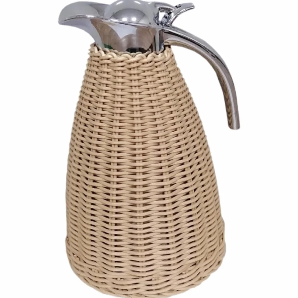 Acero inoxidable Café Carafe aislado Pitcher Bebidas Hervidor de vacío Tapa sellada para zumo de leche Hogares Barbacoa Nevera, Natural