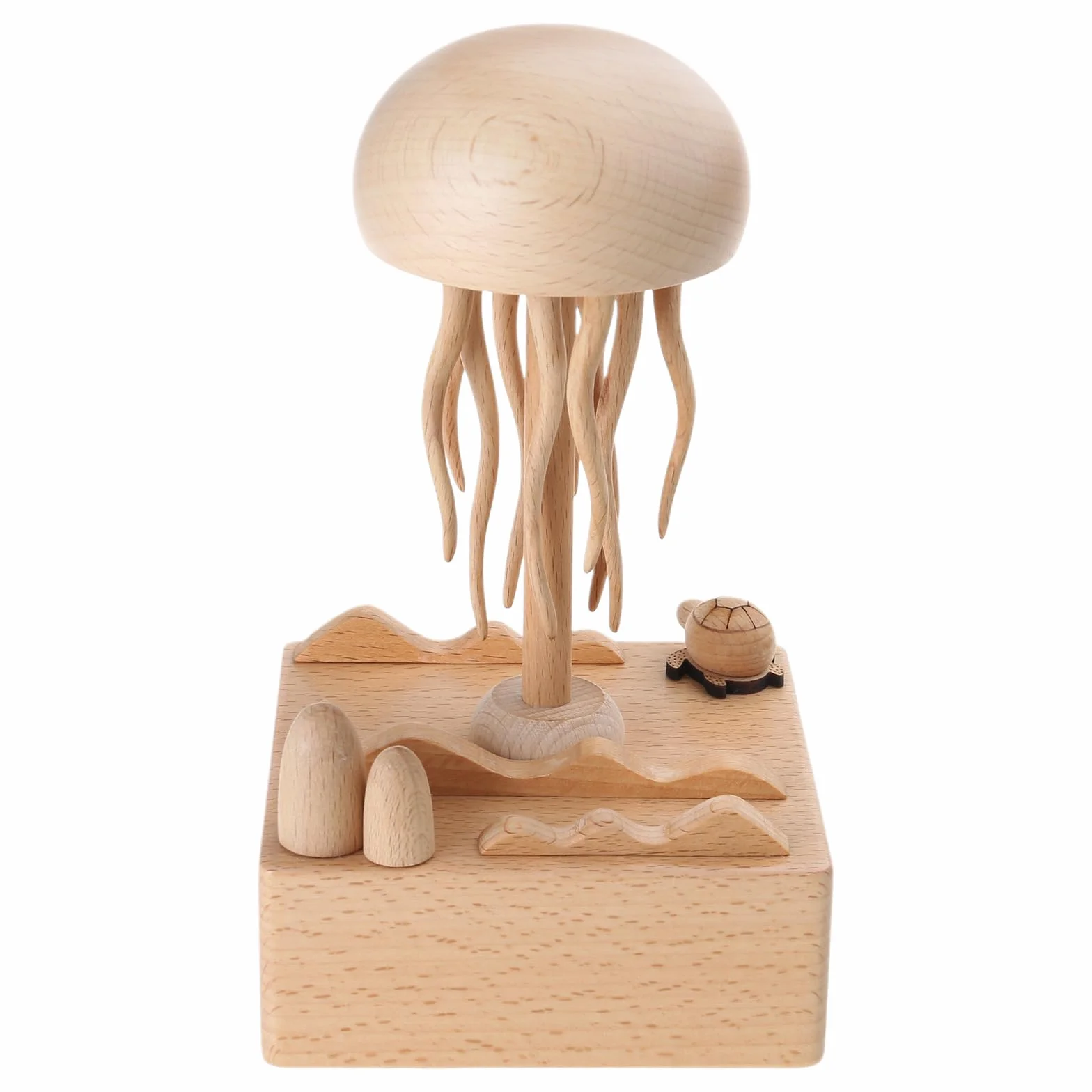 Caja de música eléctrica subacuática, artesanía intrincada y melodías pacíficas, escultura de madera, hermosos diseños subacuáticos, realzador relajante