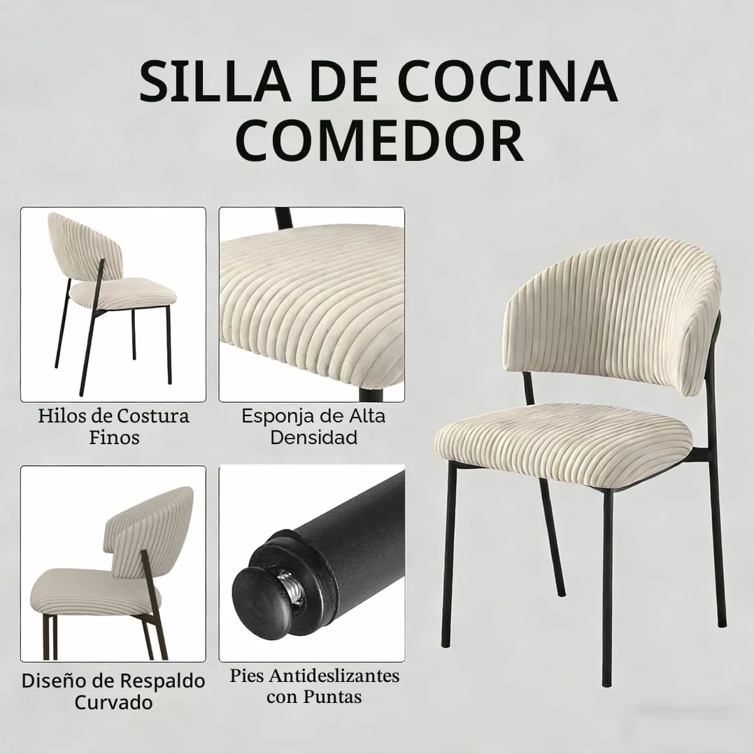 JIEXI Juego de 4 mesas de Comedor Extensibles de 130 x 170 cm, 4 sillas de Pana, Tablero Rectangular de MDF de Cemento, Estilo Moderno y contemporáneo para Comedor y Cocina