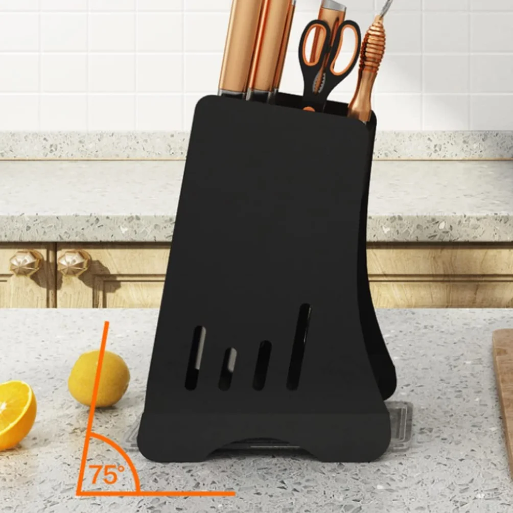 Sujetador de cuchillo Bloque de cuchillas de 7 orificios, acero inoxidable sin cuchillas de cuchillo, con tenedor de cuchilla de drenaje extraíble. Utensilios de cocina Organizador de cuchillos