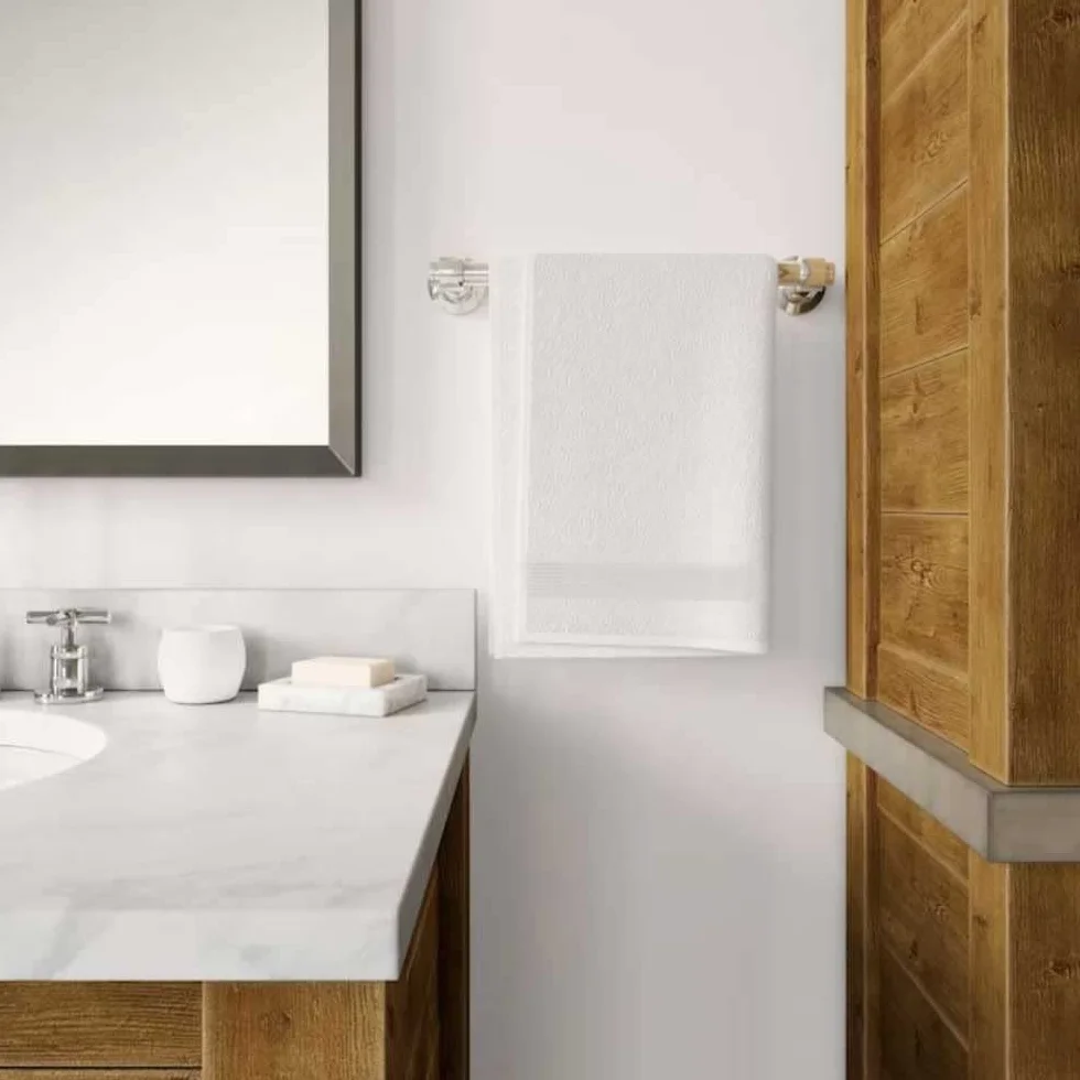 Juego de 2 toallas de baño de algodón y bambú de 600 g/m² (blanco, 100 x 150)