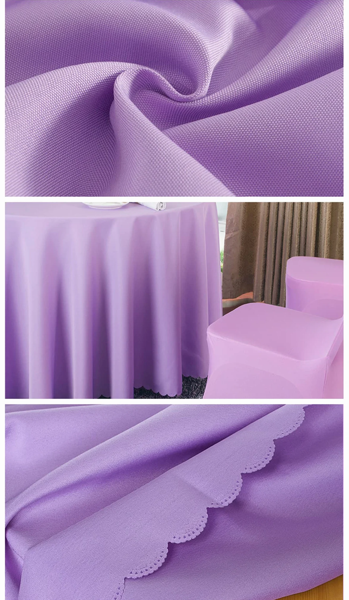 Poliéster Mantel Redondo Familia Hotel Conferencias Oficina Banquete Dodas Modelo Sencillo Lavable a Máquina Beige Diámetro 300cm
