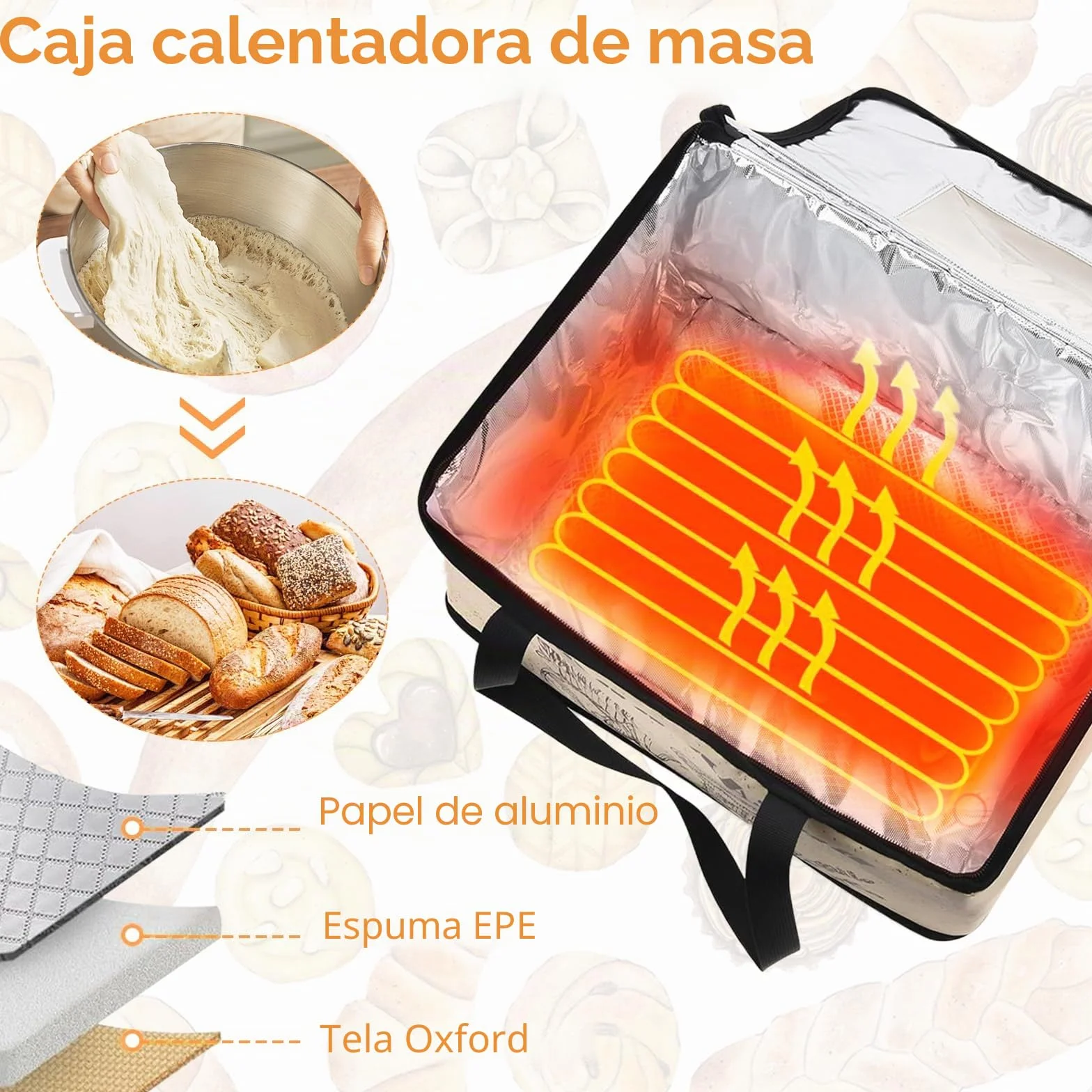 Fermentadora de Pan, Caja de Fermentación para Masa de Pan con Temperatura Ajustable, Temporizador y Calentador para Masa de Pan Casero y Yogur