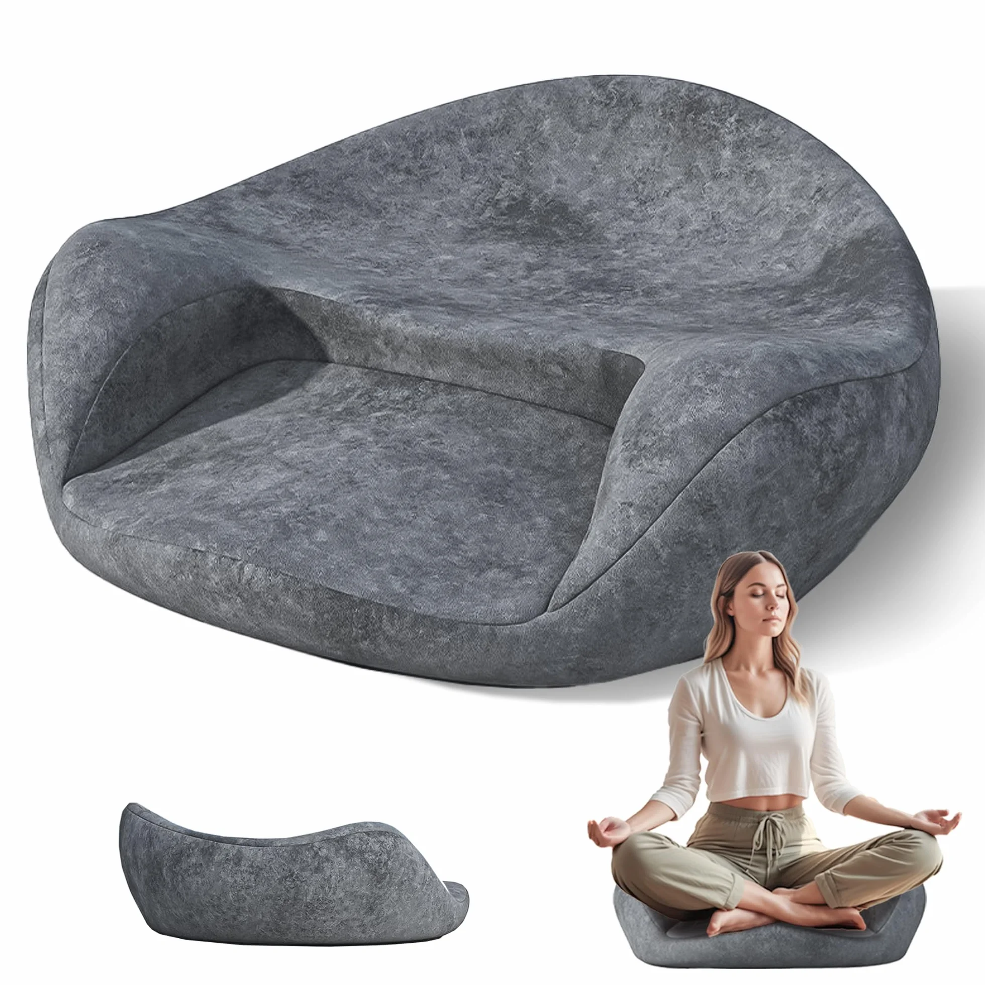 Cojín de Meditación Yoga & Zen - Espuma Memory Extra Gruesa - Soporte Espinal para Sentarse en el Suelo - Hogar, Tatami y Práctica Zen