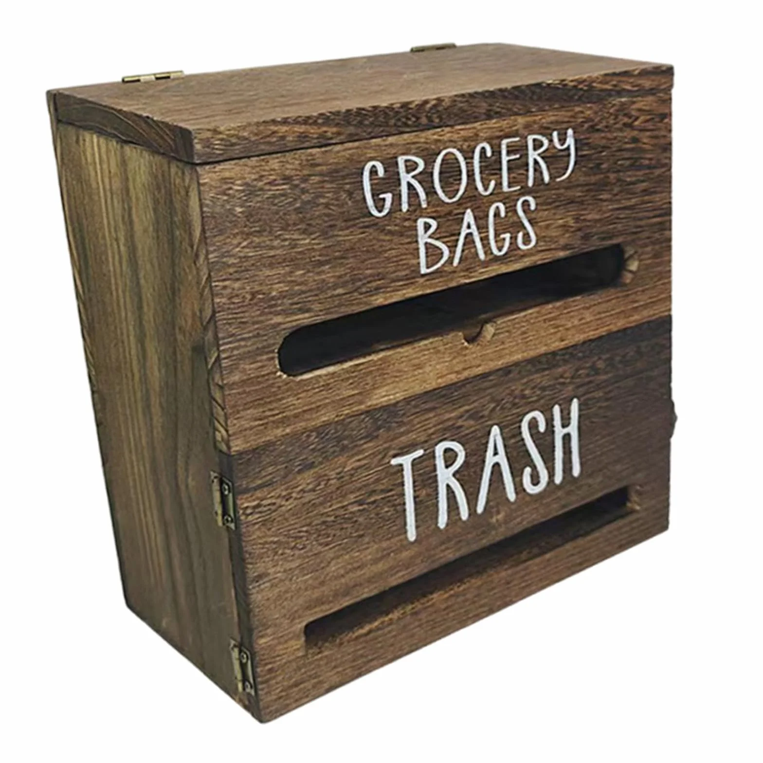 Dispensador de Bolsas de Basura para Montaje en Pared Madera Elegante Soporte para Bolsas Organizador de Espacio Multifunción Almacenaje Sencillo, Marrón Oscuro, Individual